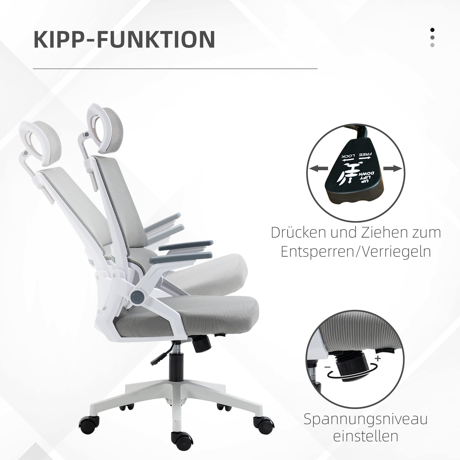 Bürostuhl Schreibtischstuhl Office-Stuhl, höhenverstellbar, 1 Kopfstütze, 58 x 61 x 119 cm