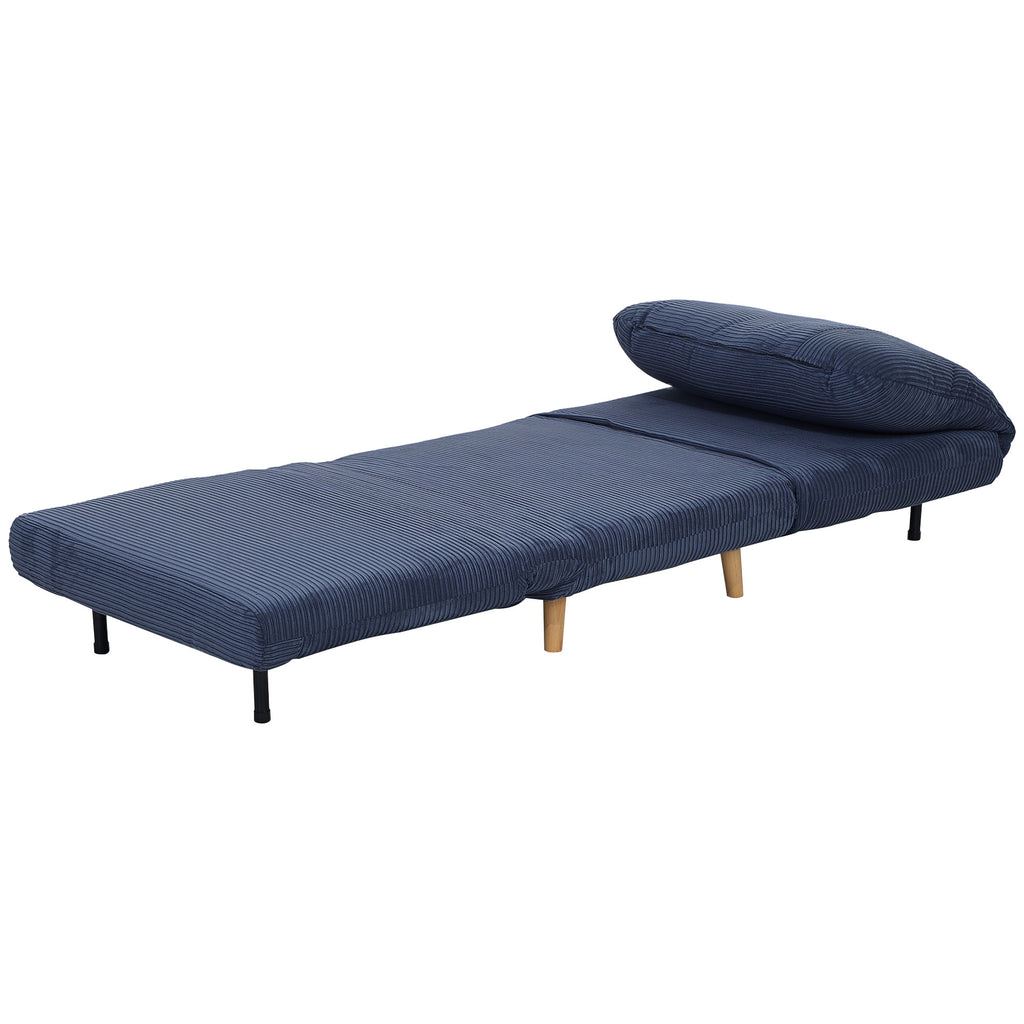 2-in-1 Schlafsessel Gästebett, bis 200 kg, verstellbare Kopfstütze Cord-Optik 82 cm x 8 cm x 83 cm