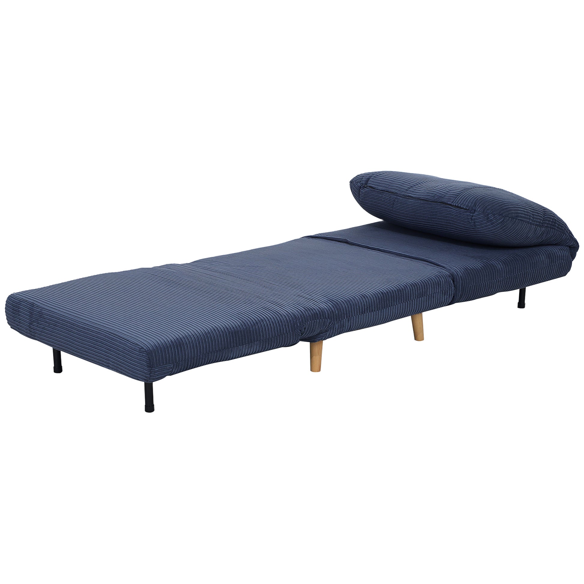 2-in-1 Schlafsessel Gästebett, bis 200 kg, verstellbare Kopfstütze Cord-Optik 82 cm x 8 cm x 83 cm