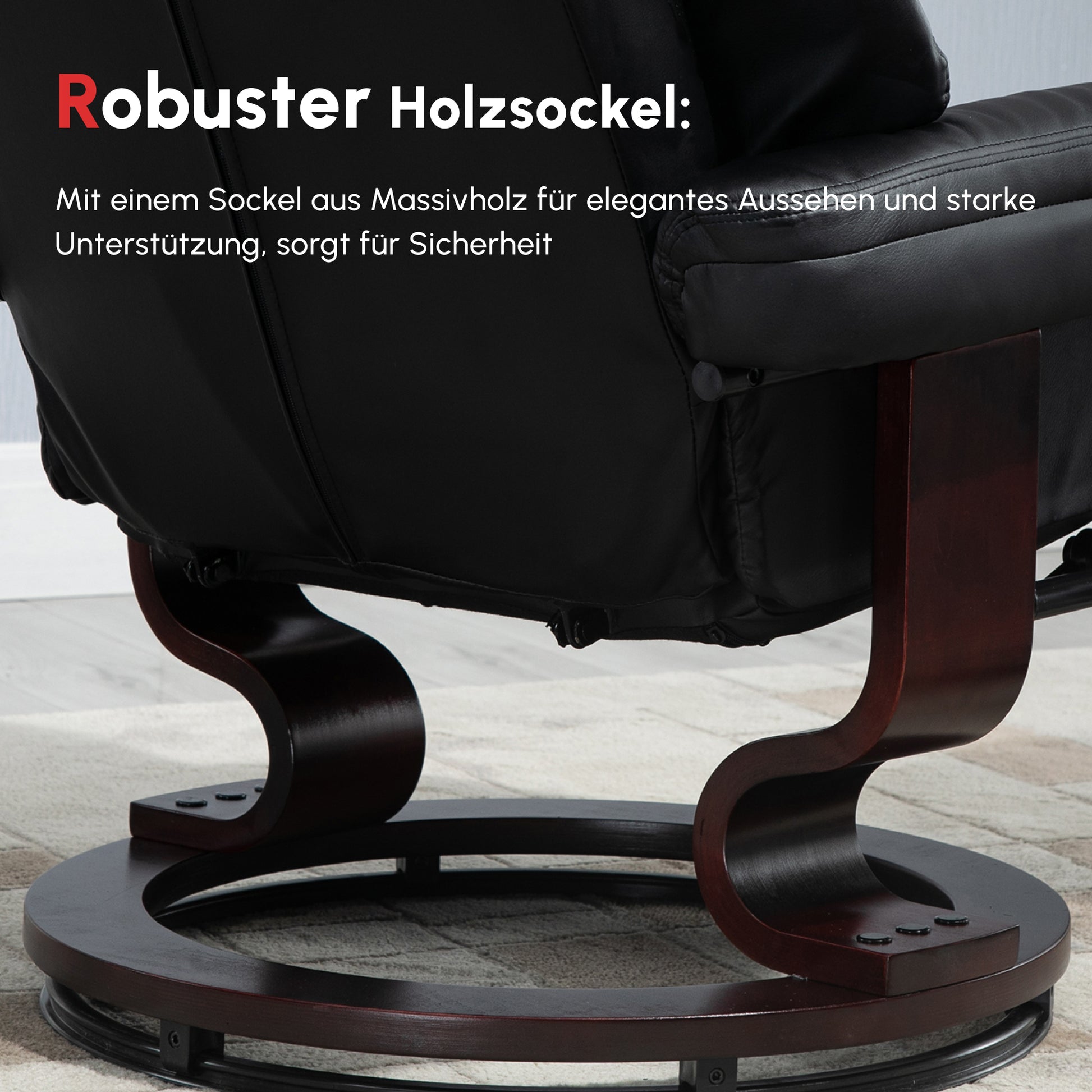 Relaxsessel mit Hocker, Liegefunktion, drehbar, bis 160 kg, Kunstleder, Metallrahmen