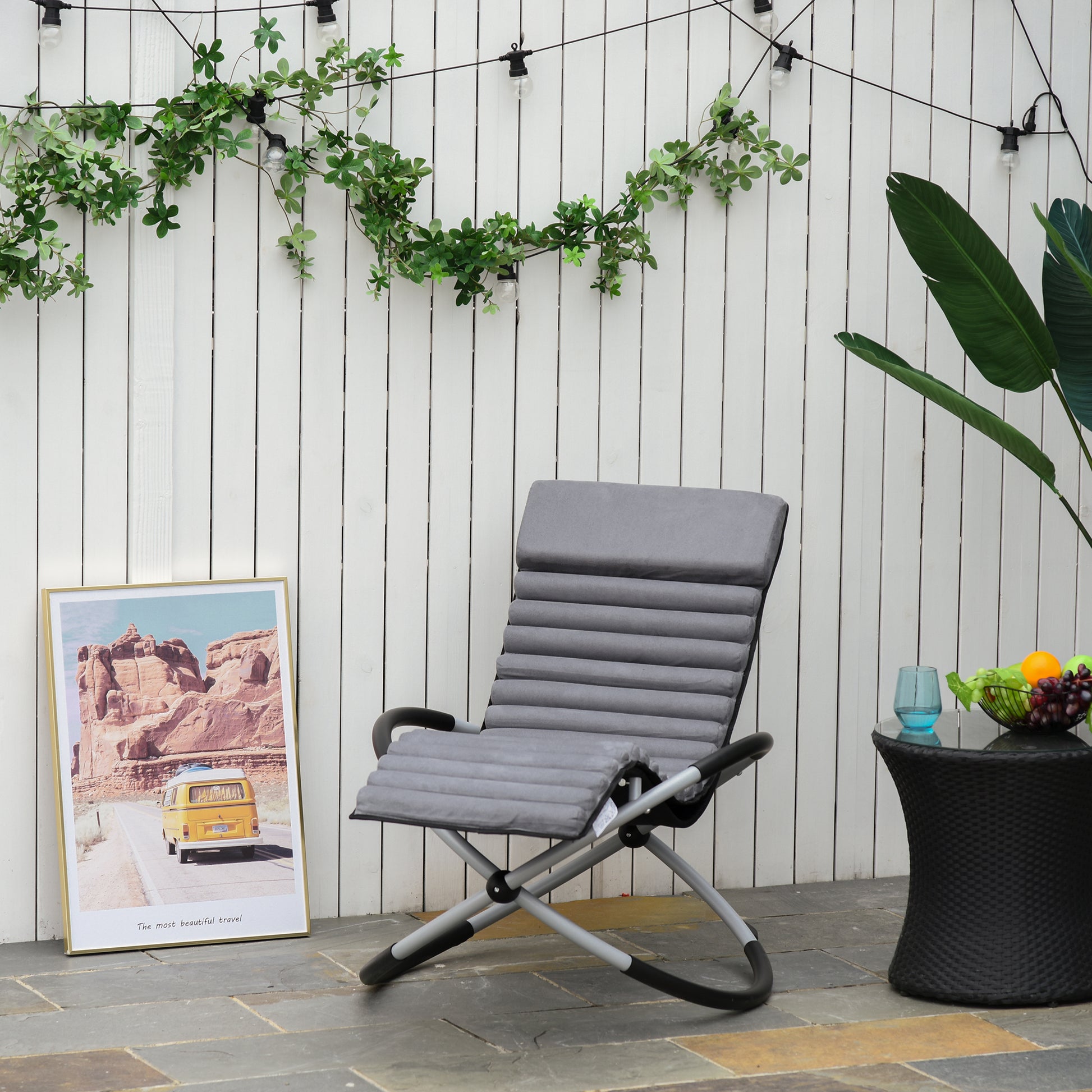 Schaukelstuhl ergonomischer 2 In 1 Gartenstuh Schaukelliege Metall Texteline kugelförmig