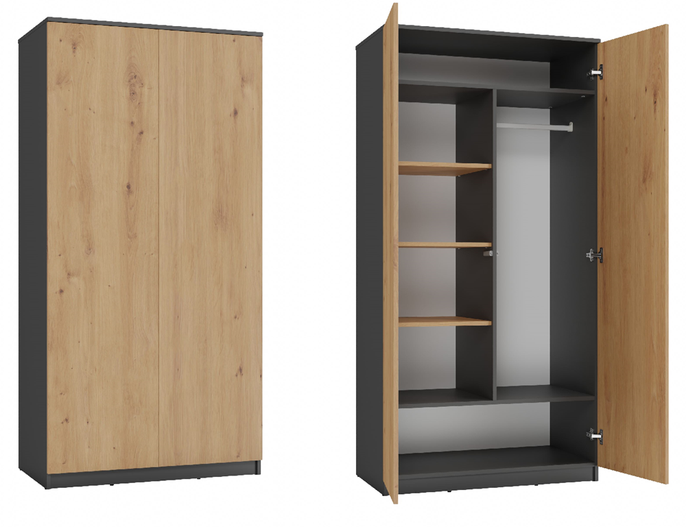 Kleiderschrank MALWA – 90 cm Breit, TIP-ON Türen