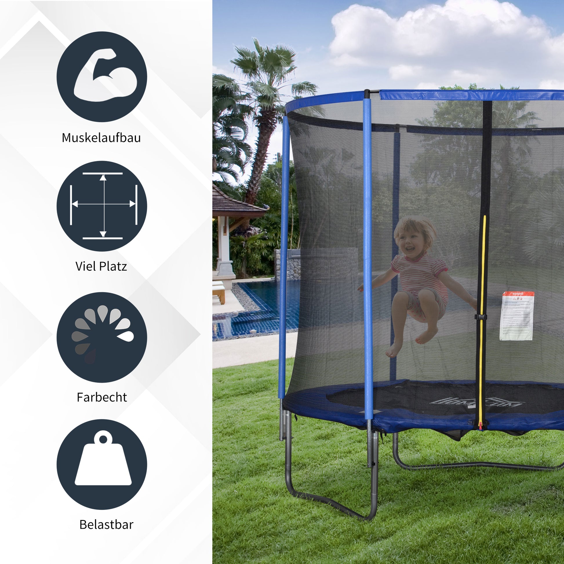 Trampolin mit Sicherheitsnetz für Innen- und Außenbereich Gartentrampolin Ø244 cm