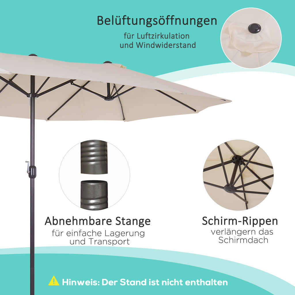 Sonnenschirm mit Handkurbel wetterbeständig 455 cm x 270 cm x 240 cm Stahl Polyester