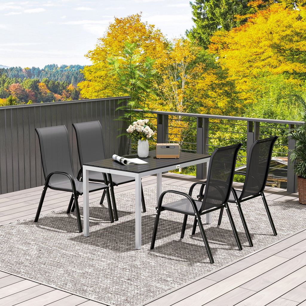 Gartentisch Aluminium 120x70 cm Wetterfest Balkontisch mit Holzoptik, für 4-6 Personen