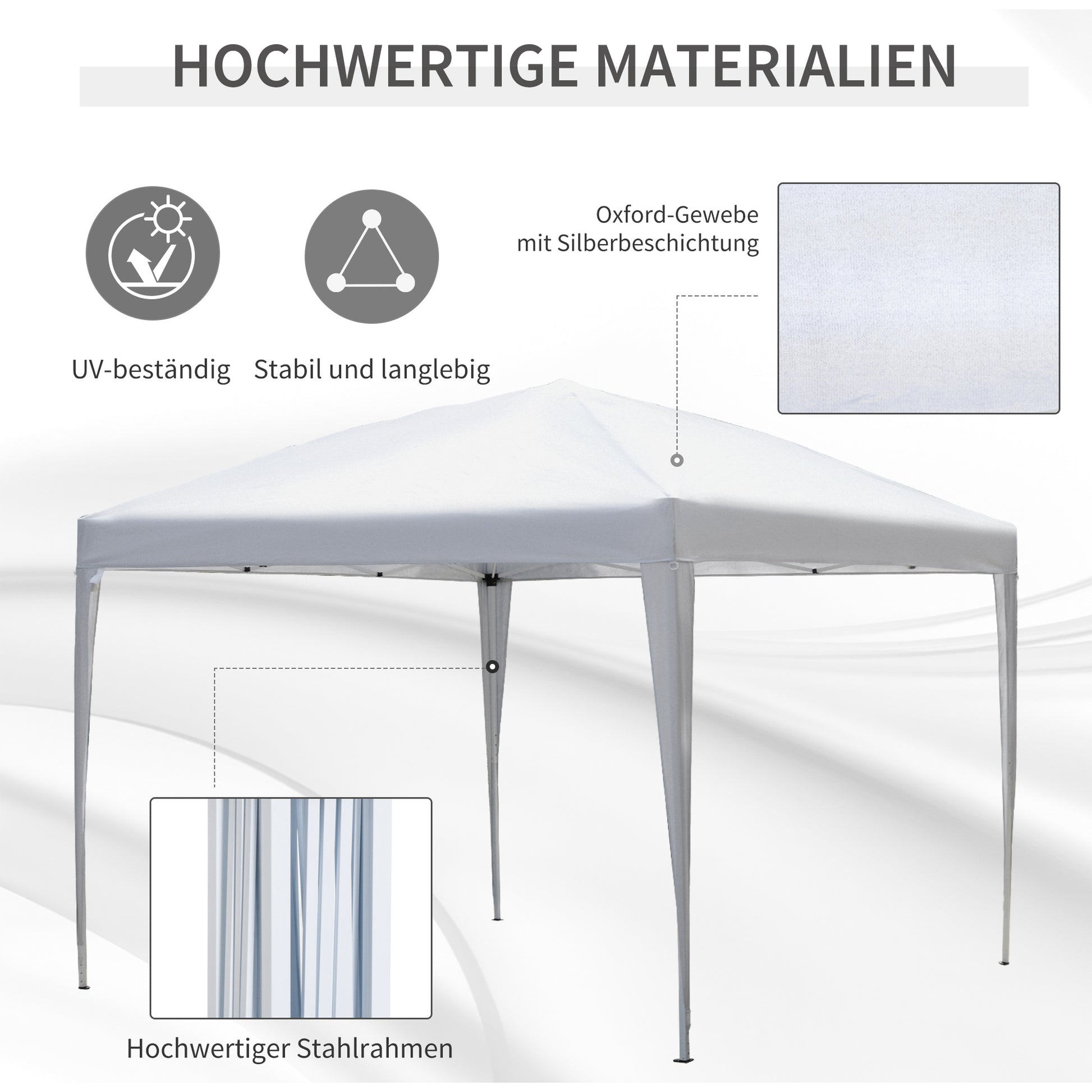 Pavillon, 2,95x2,95 m Pop-Up-Faltpavillon, Gartenpavillon, UV-Schutz, Stahl+Oxfordstoff