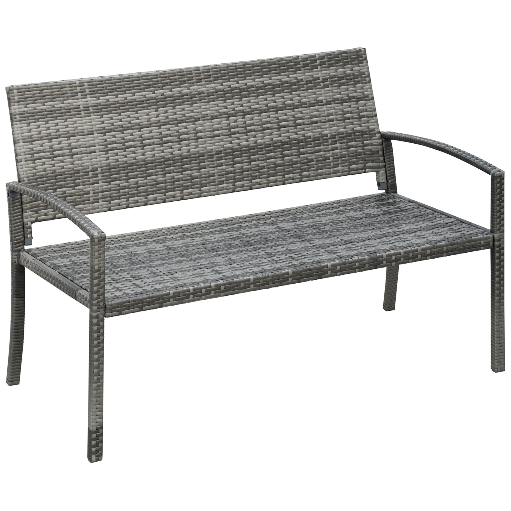 Gartenbank, in Rattanoptik, mit Stahlrahmen, für 2 Personen, Schwarz, 122 x 60 x 85cm
