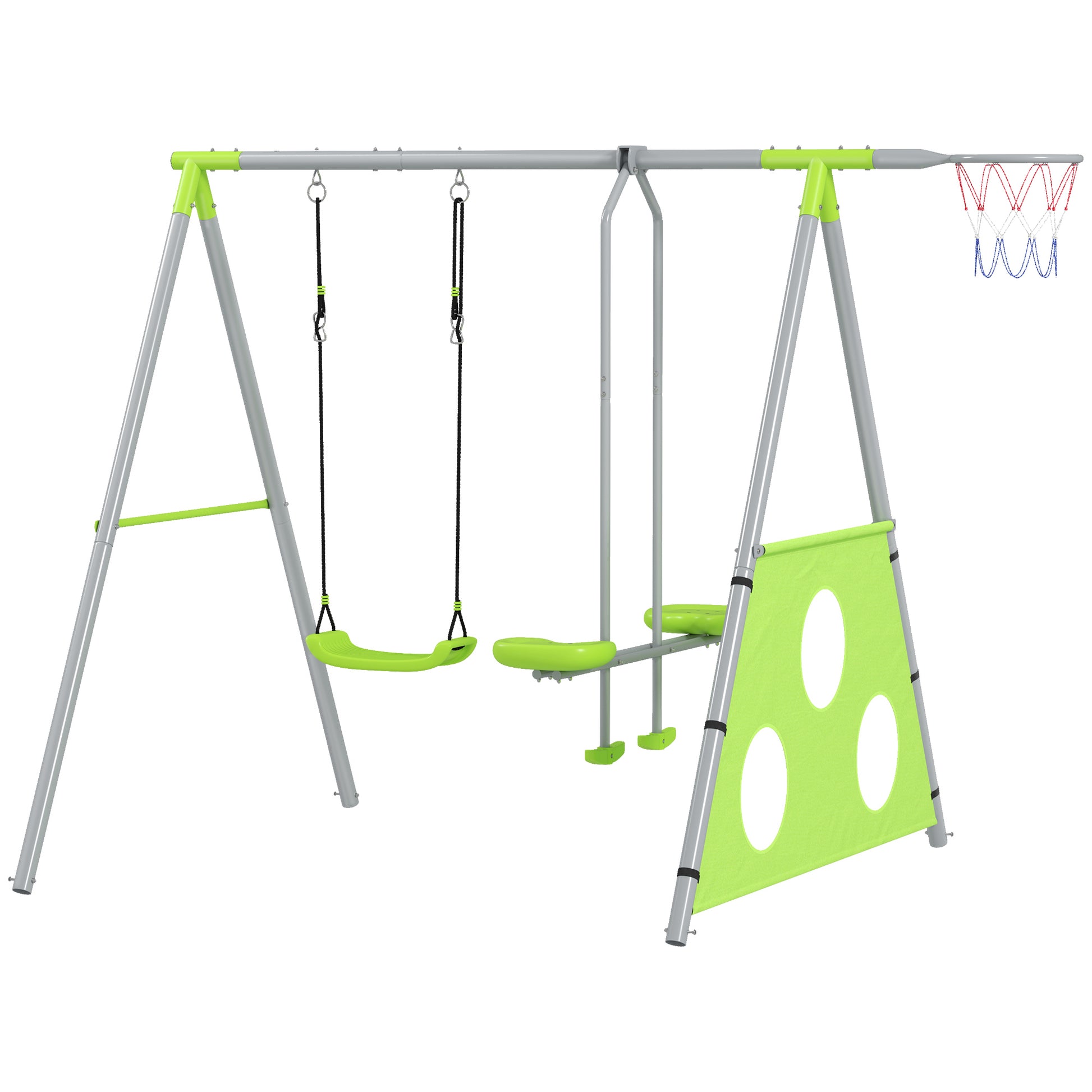 Outdoor-Schaukelset für Kinder, Kinderschaukeln, verstellbar, Stahl, Grün