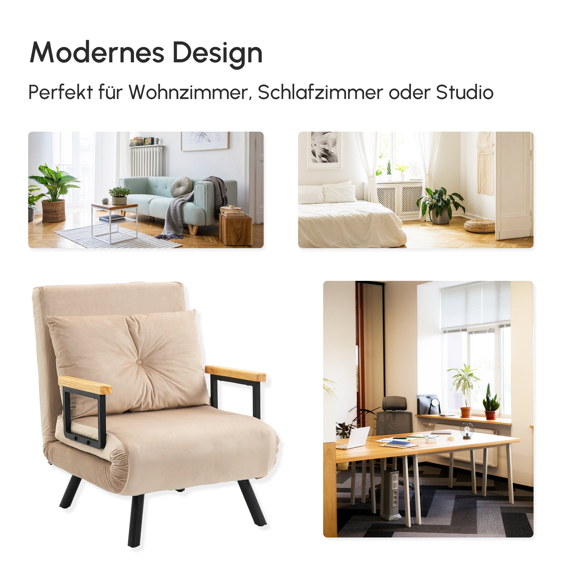 Relaxsessel im Skandidesign, Liegesessel, Lesesessel. ink. Kissen mit Knopfhefung, Schwarz + Natur