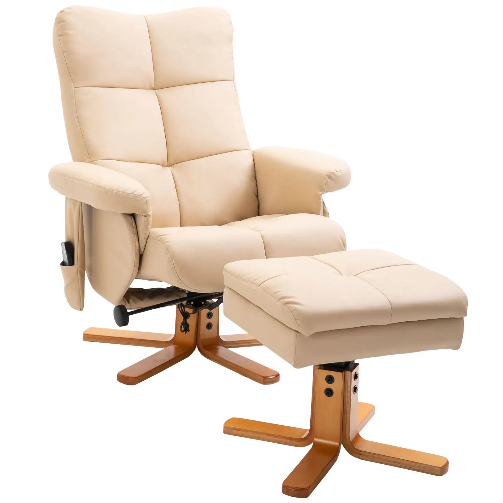 Massagesessel mit Liegefunktion und Fußhocker, 145°-Neigung, Polyester/Kunstleder, 80 x 86 x 99 cm