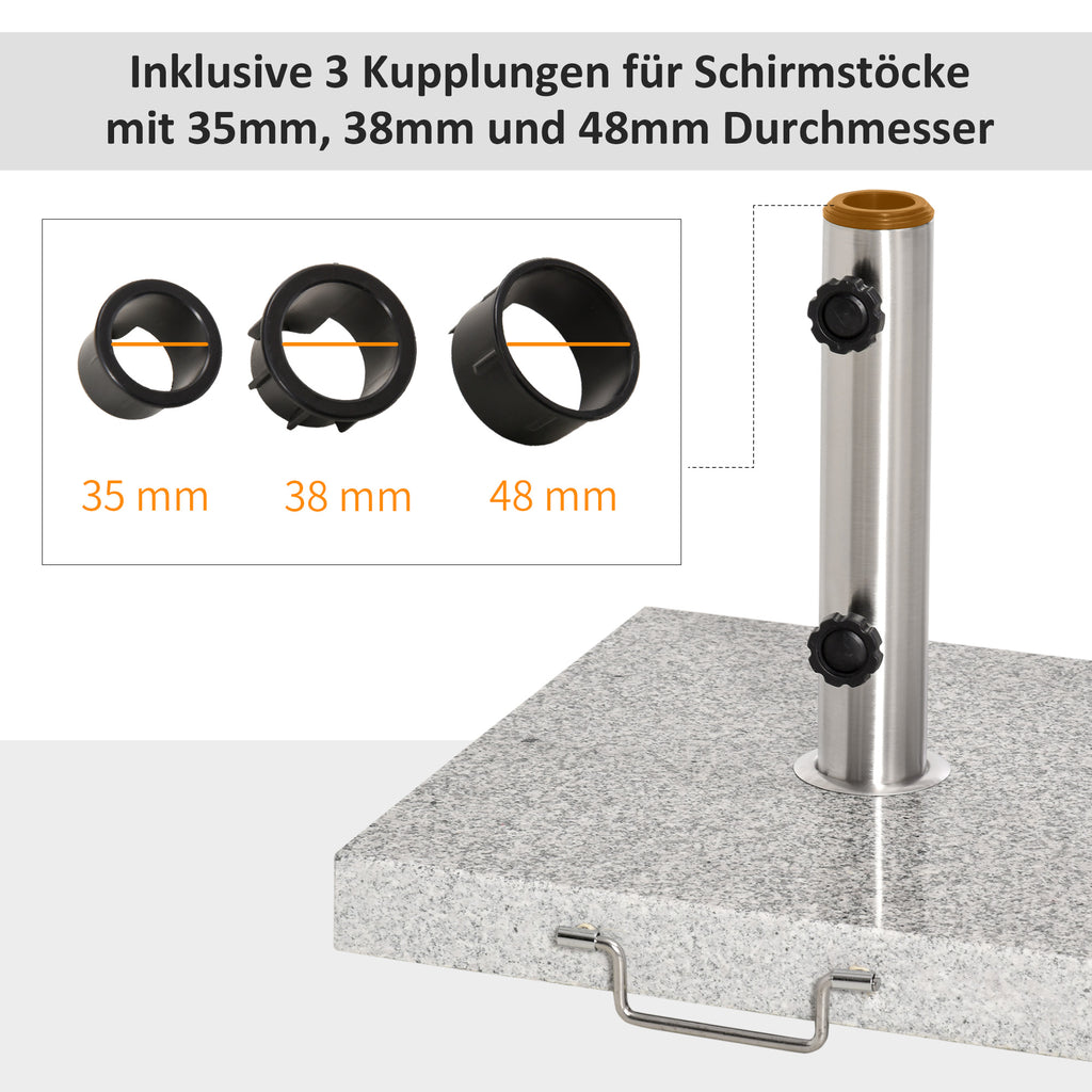 Sonnenschirmständer aus Edelstahl mit Griffe, Schirmgewichtfür Sonnenschirm Ø3,8-Ø4,8 cm