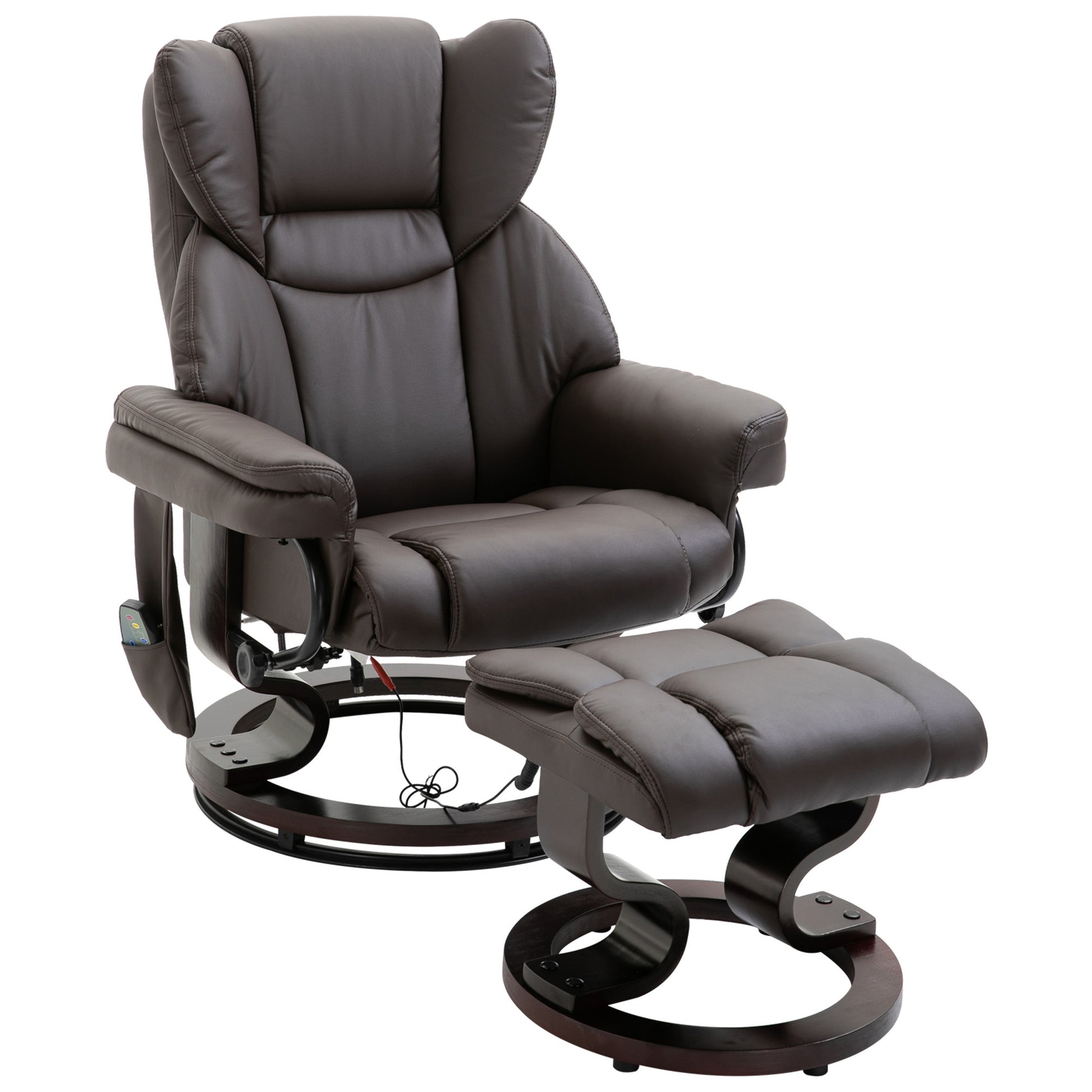 Relaxsessel mit Hocker, Liegefunktion, drehbar, bis 160 kg, Kunstleder, Metallrahmen