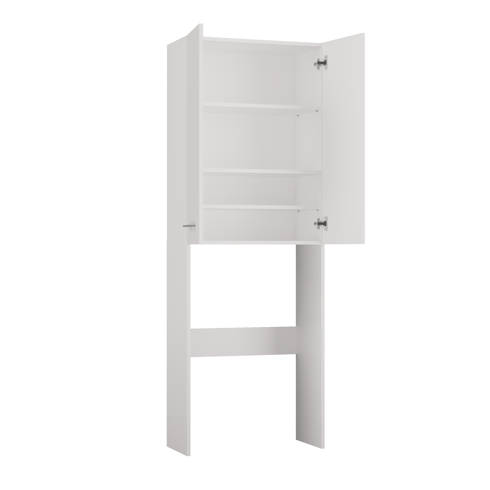 Waschmaschinenregal Waschmaschinenschrank POLA – 180 cm, Badschrank über Waschmaschine, Weiß