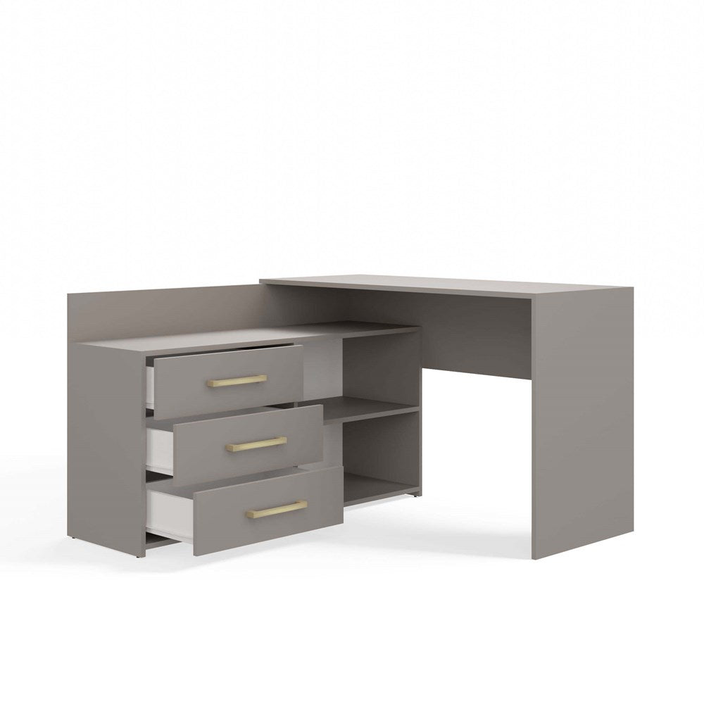 Eckschreibtisch DANY – 120 cm breit, mit 3 Schubladen, mehrere Farben