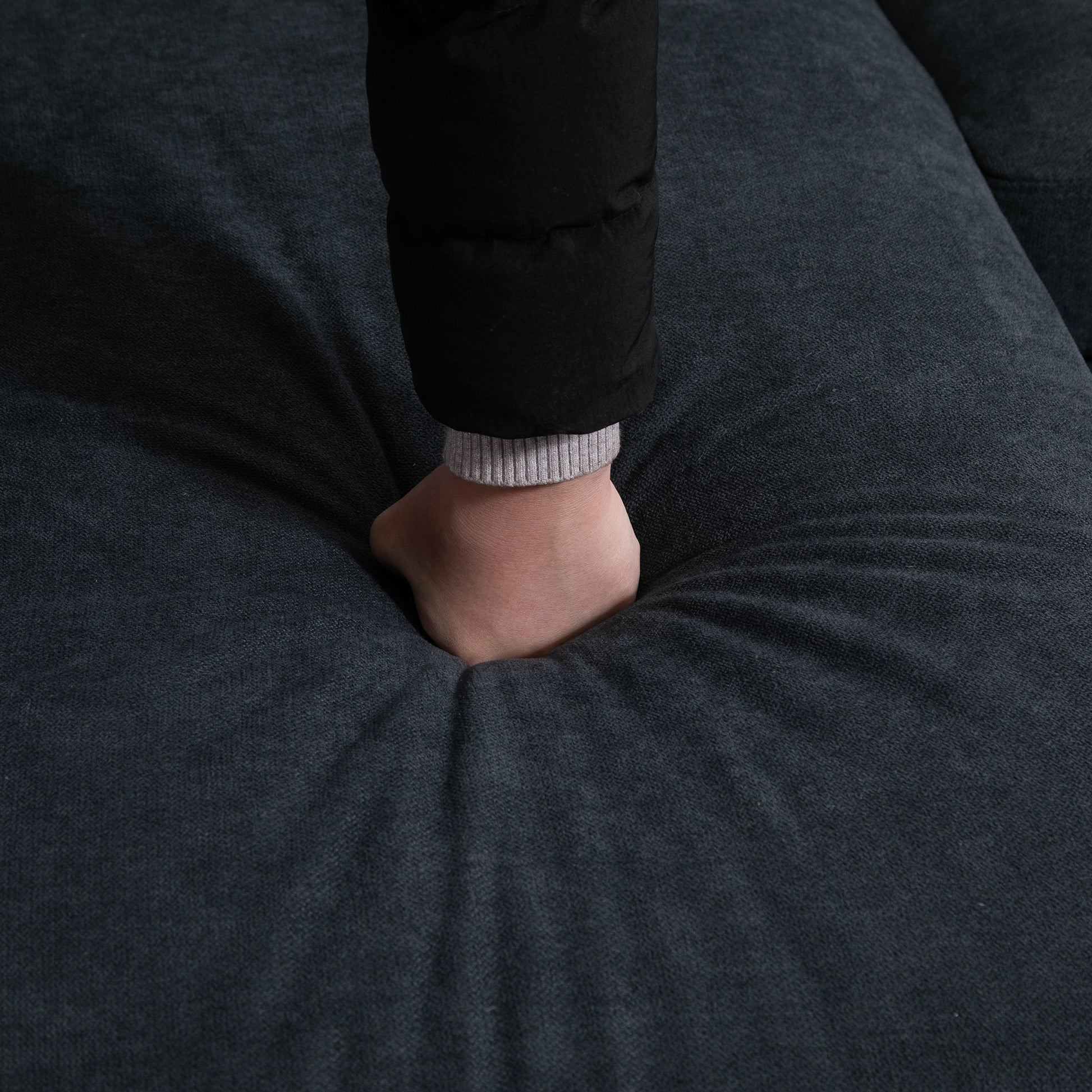Ecksofa, Couchgarnitur, mit wendbarer Chaiselongue, 197 x 139 x 91cm, Dunkelgrau
