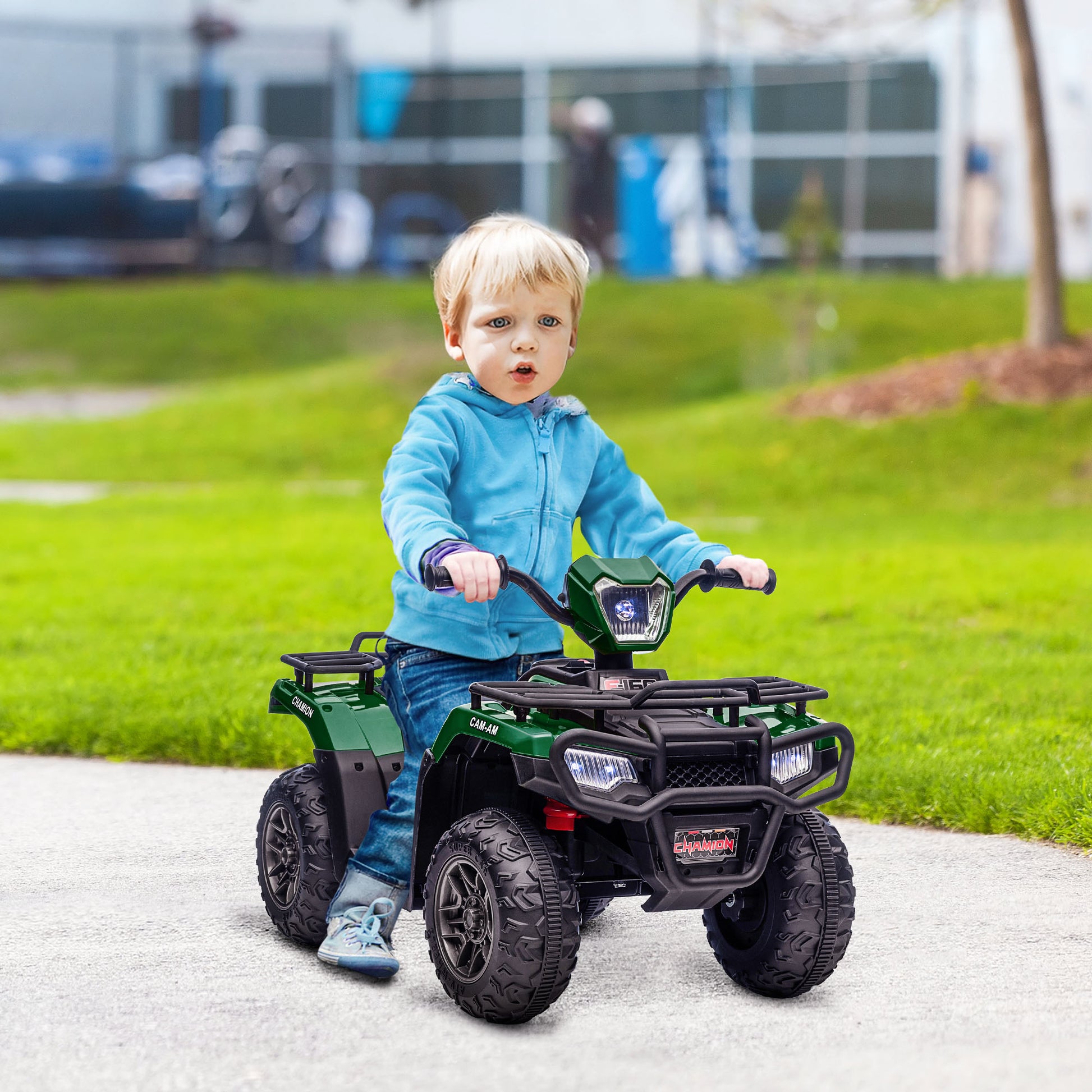 Kinder-Elektroquad, max. 4 km/h, ab 3 Jahren, LED-Scheinwerfer, Musikanschluss, 88 x 45 x 50 cm