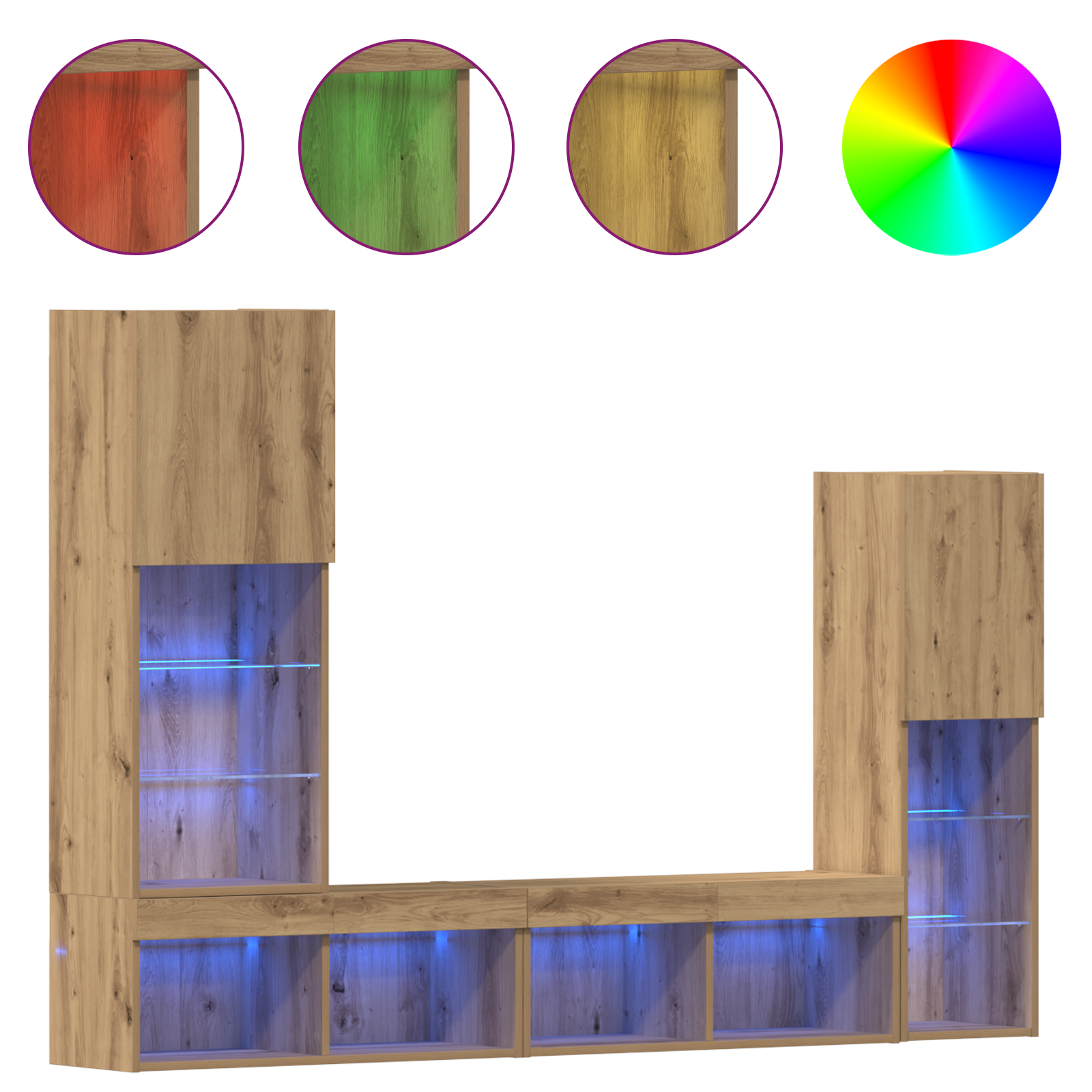 Tv Schrank Mit Led Lichtern Artisan Eiche 40,5X30X102 Cm