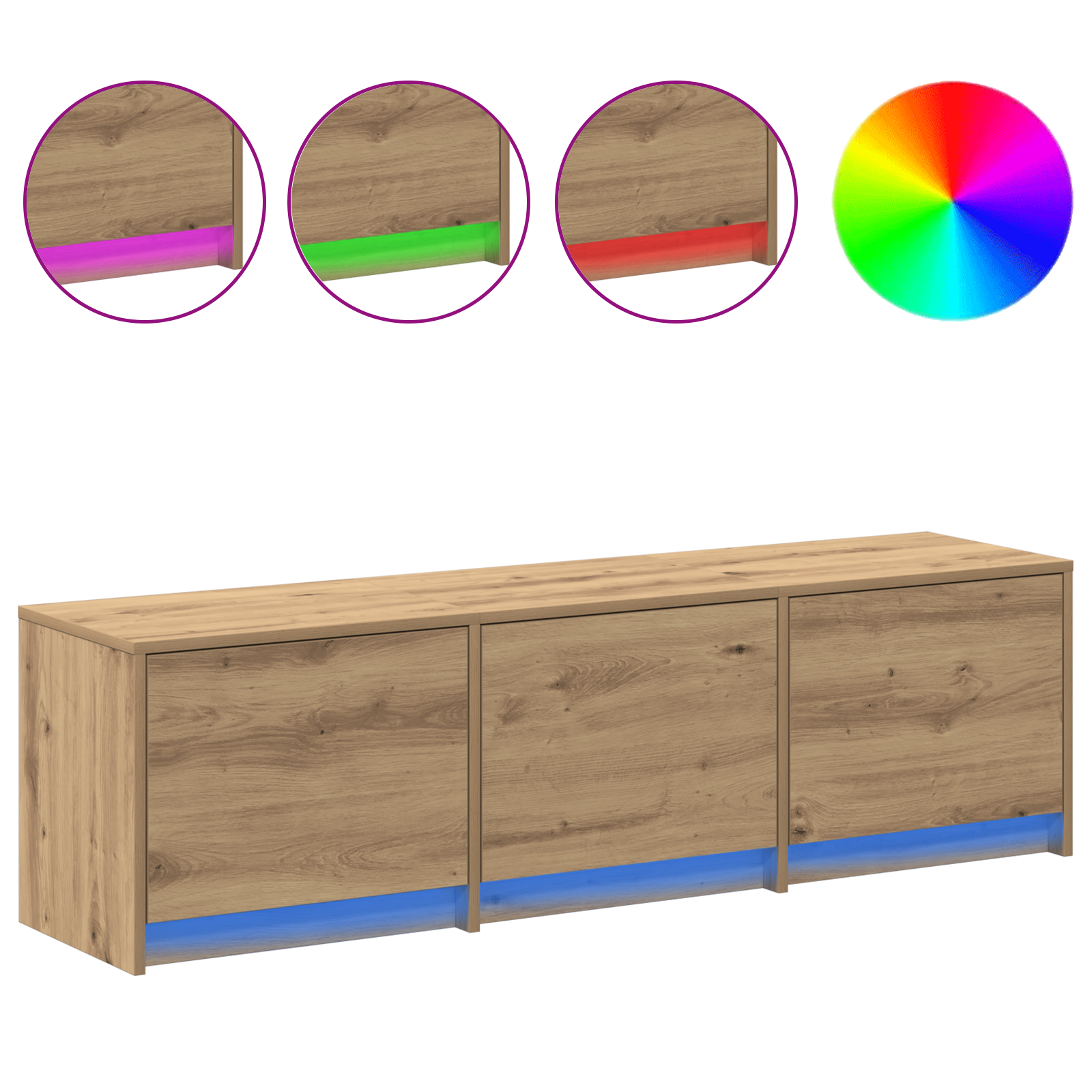 Tv-Schrank Mit Led Eichenholz 140X34X40 Cm Holzwerkstoff