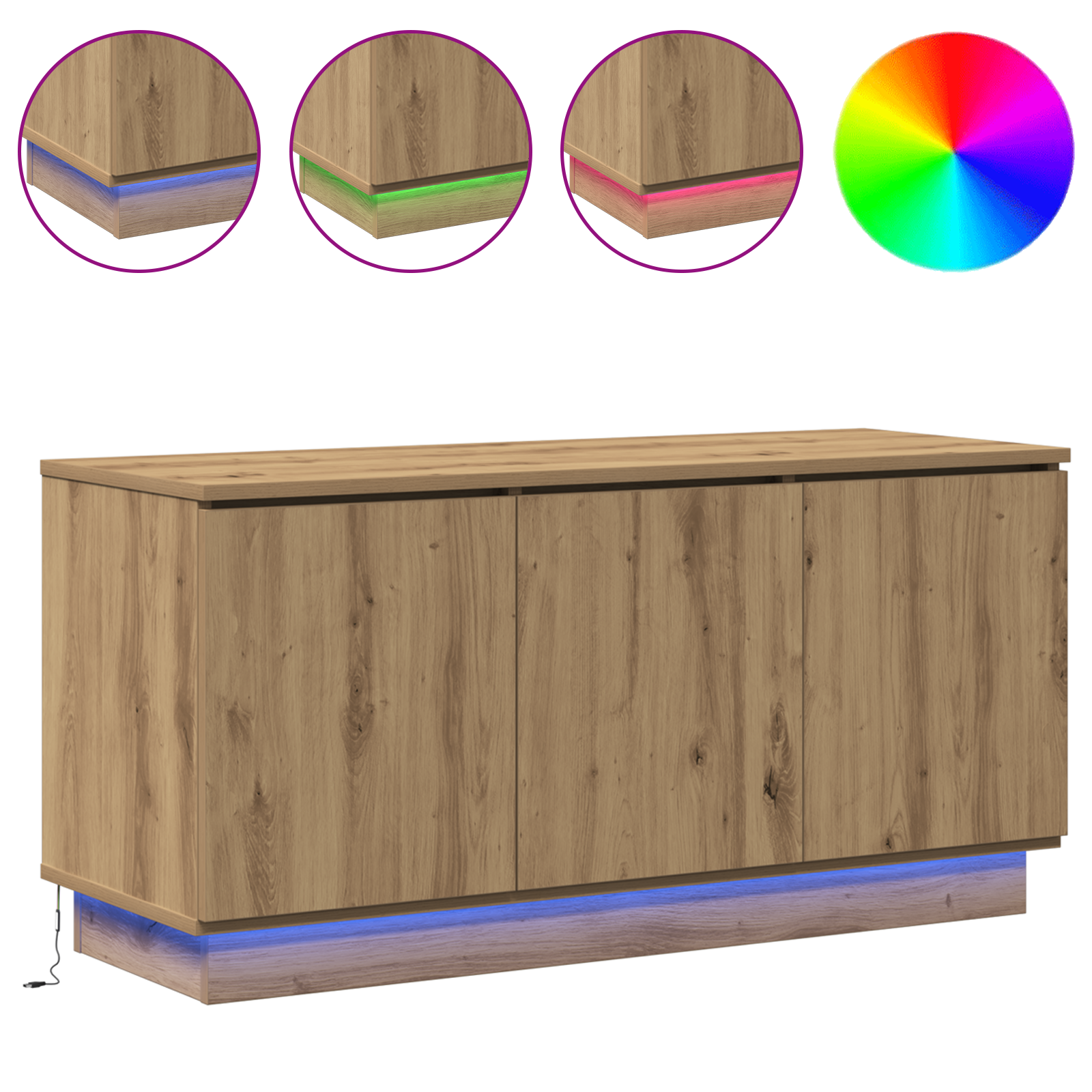 Tv-Schrank Massivholz Eiche 100X38X49 Cm Holzwerkstoff