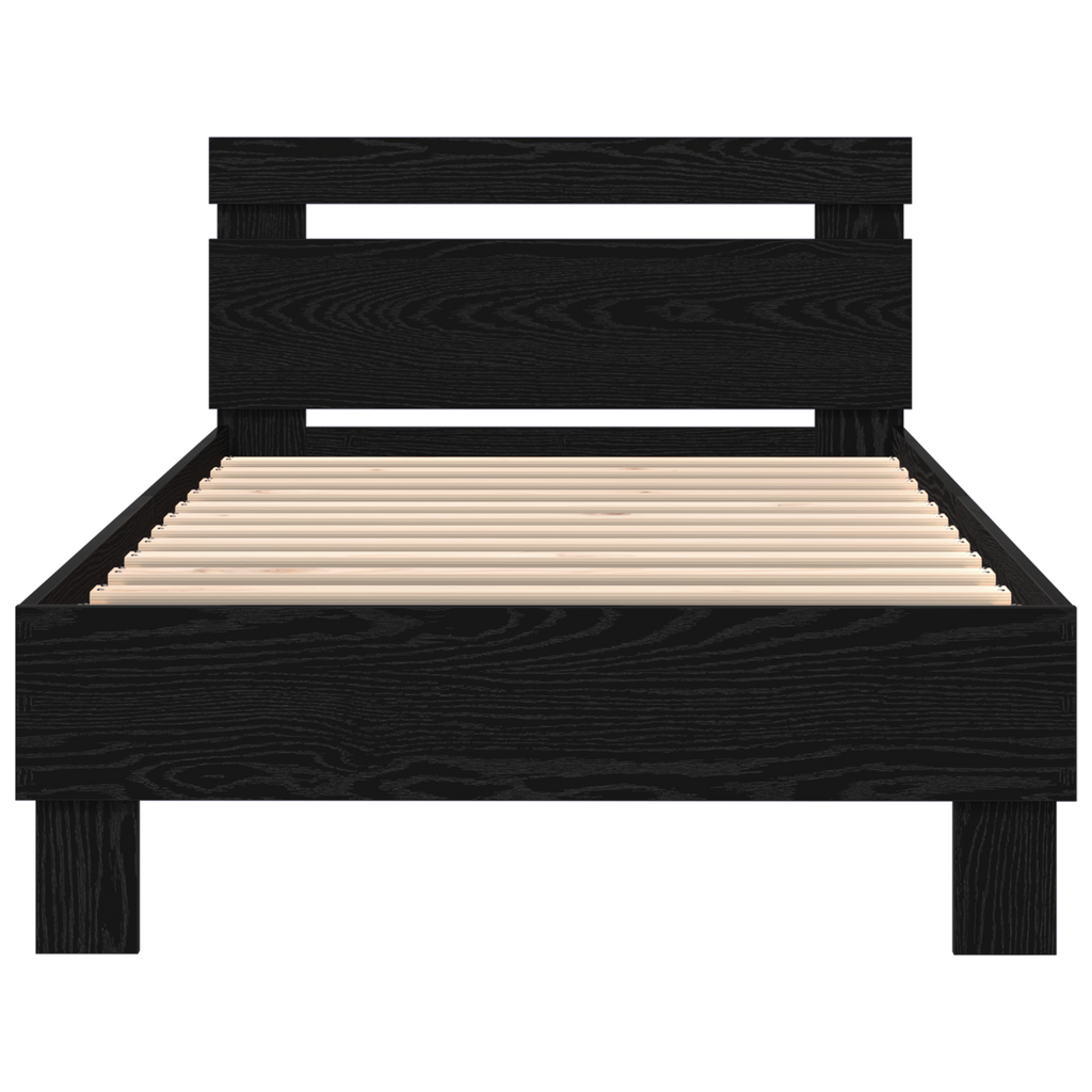 Bettgestell Mit Led-Leuchten Schwarz Eiche Schwarze Eiche
