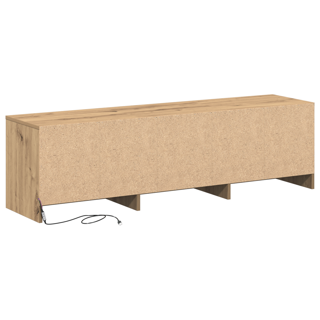 Tv-Schrank Mit Led Eichenholz 140X34X40 Cm Holzwerkstoff