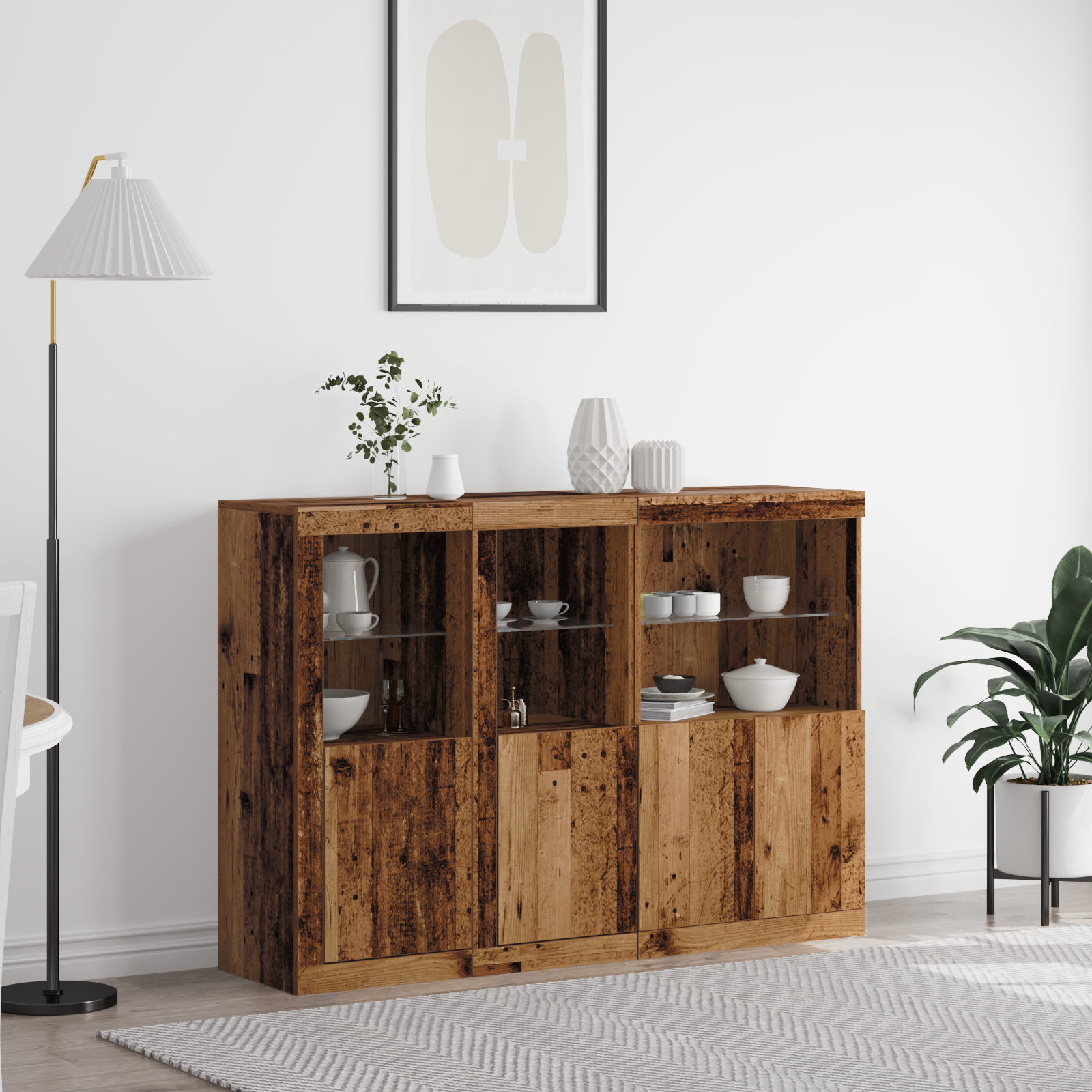 Sideboards Mit Led-Leuchten 3 Stk. Holzwerkstoff