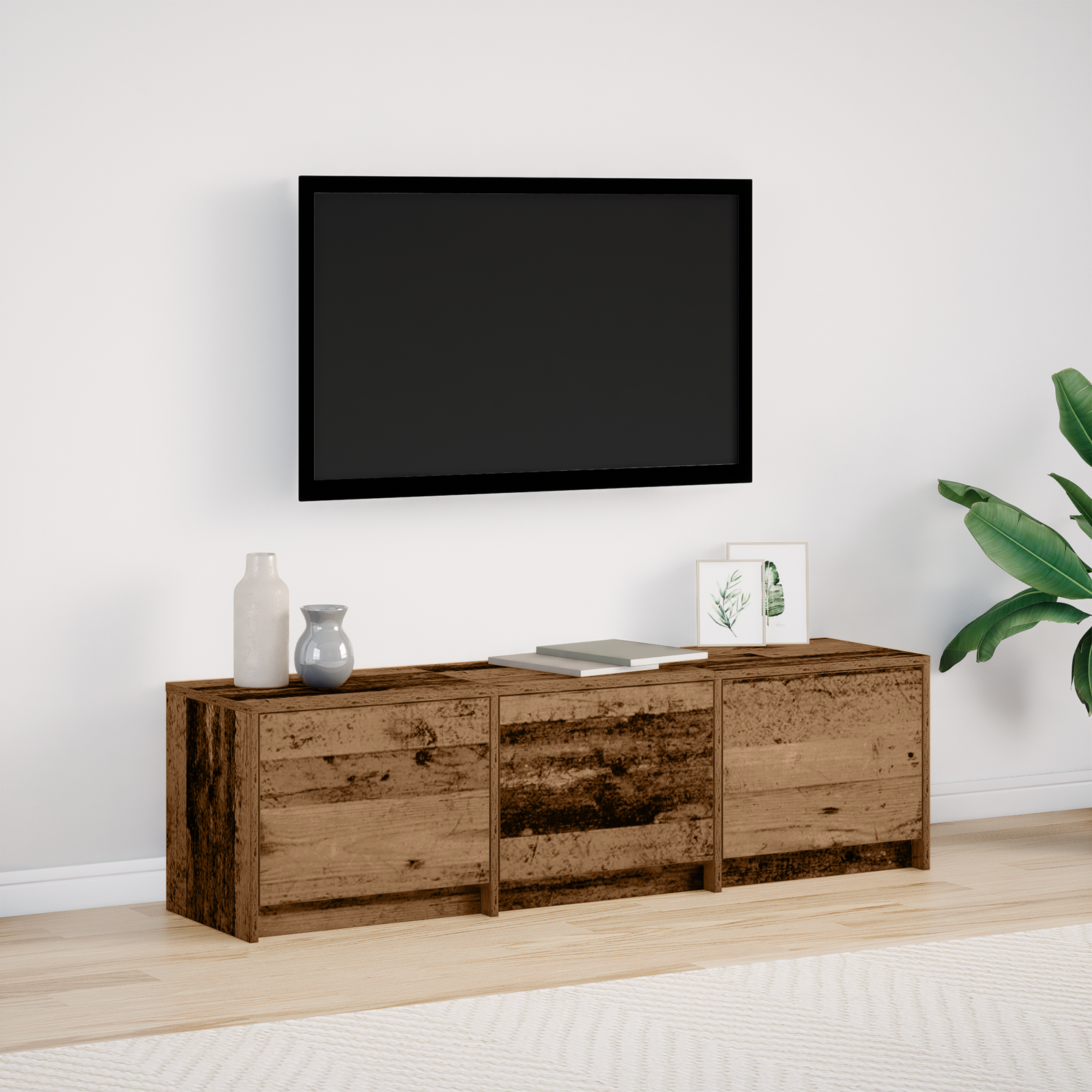 Tv-Schrank Mit Led Eichenholz 140X34X40 Cm Holzwerkstoff