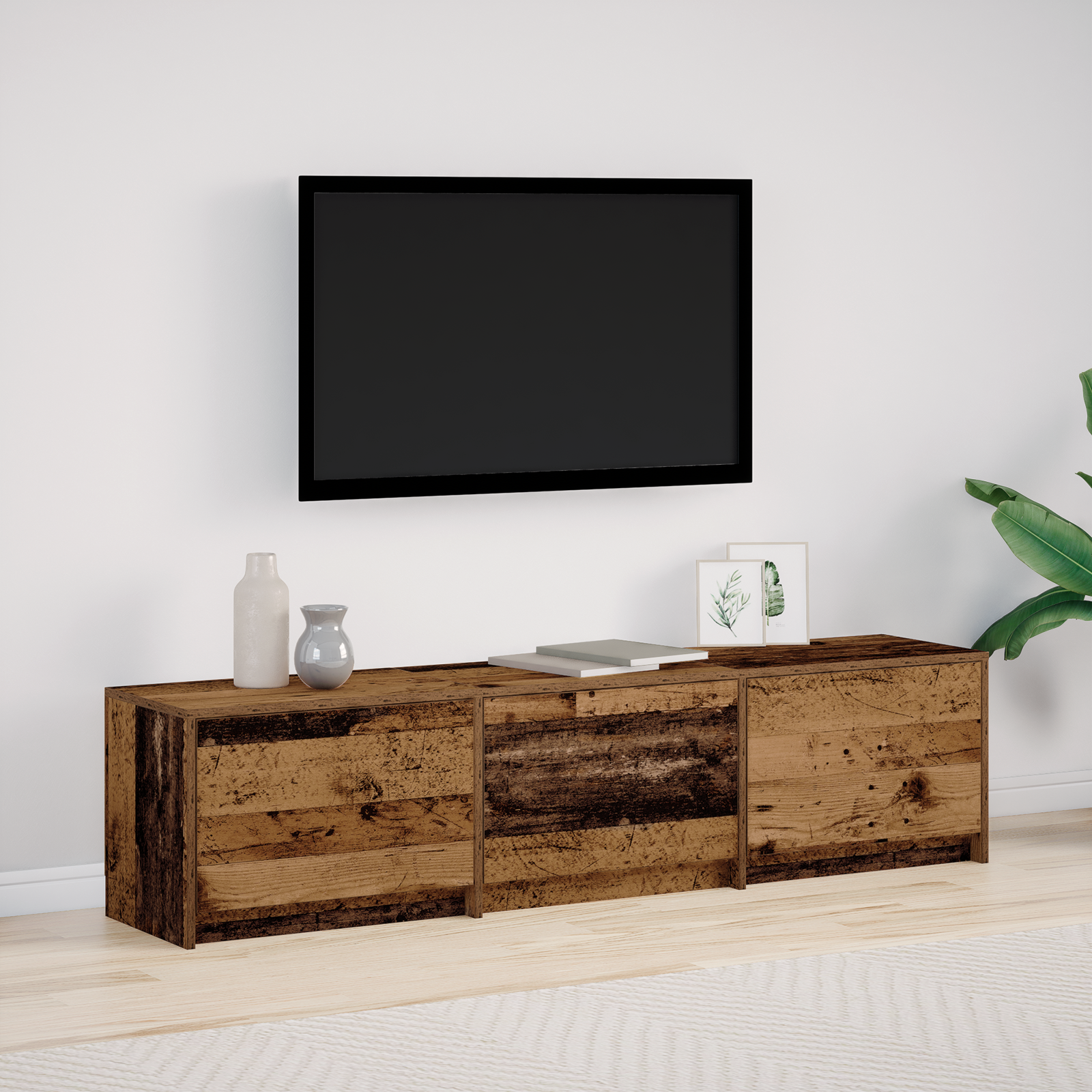 Tv-Schrank Mit Led Eichenholz 140X34X40 Cm Holzwerkstoff