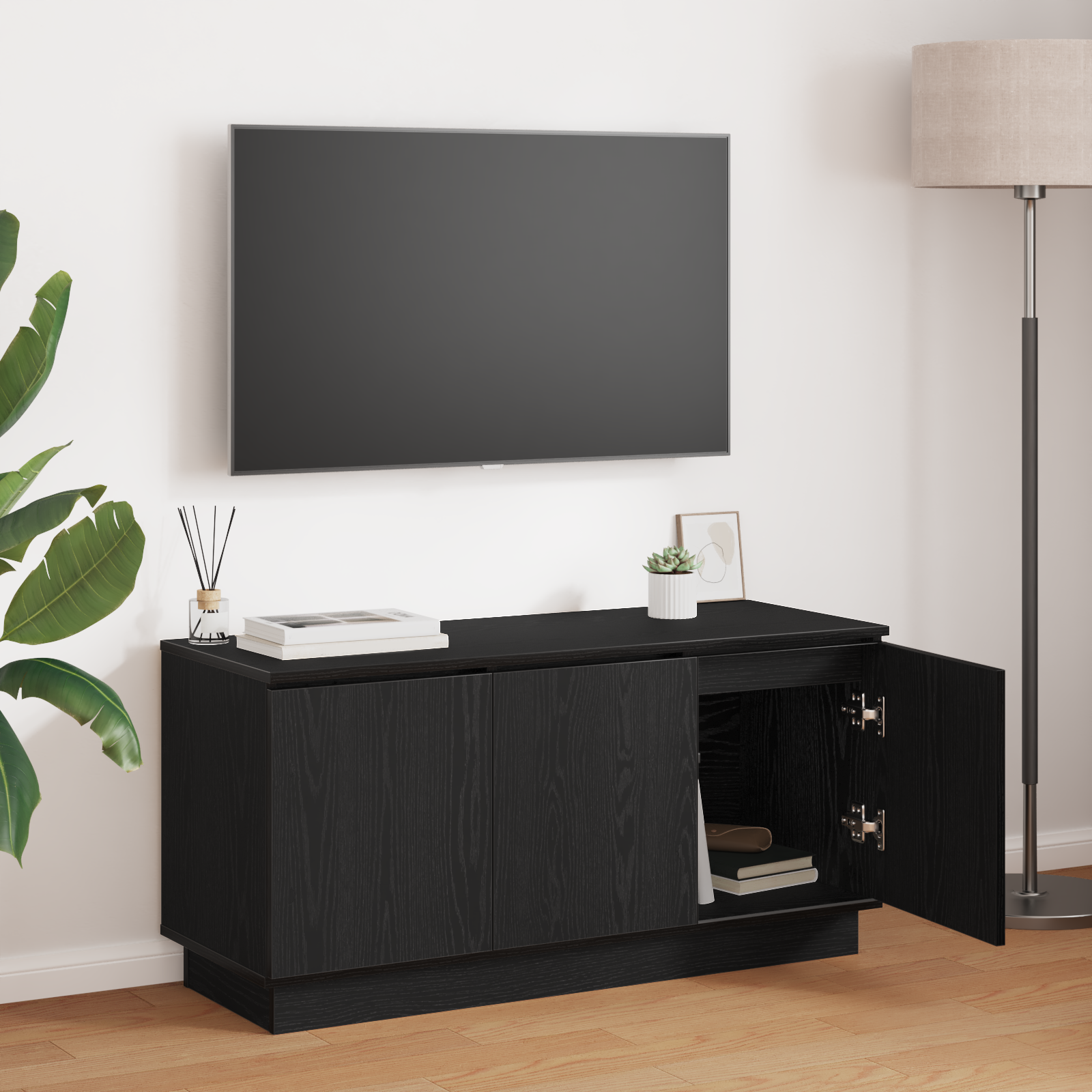 Tv-Schrank Massivholz Eiche 100X38X49 Cm Holzwerkstoff