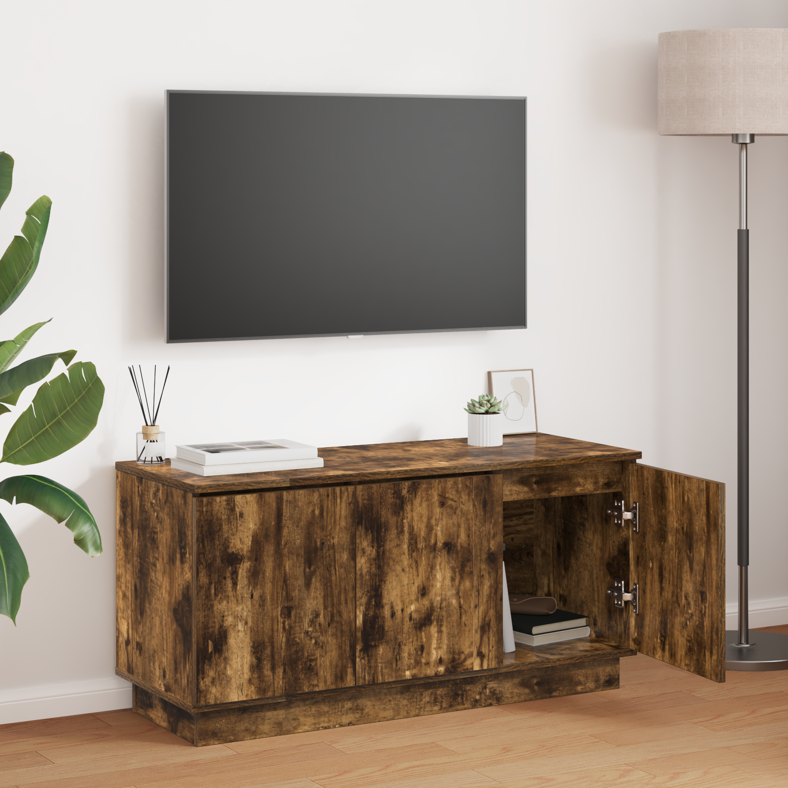Tv-Schrank Massivholz Eiche 100X38X49 Cm Holzwerkstoff