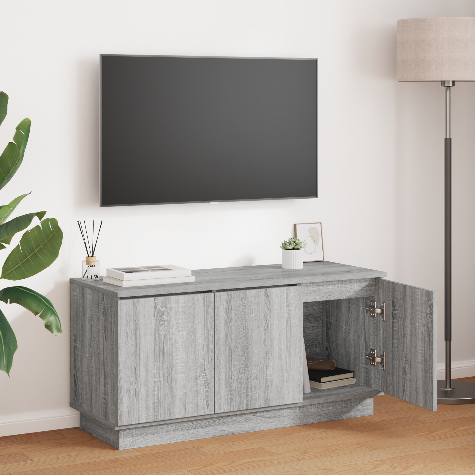 Tv-Schrank Massivholz Eiche 100X38X49 Cm Holzwerkstoff