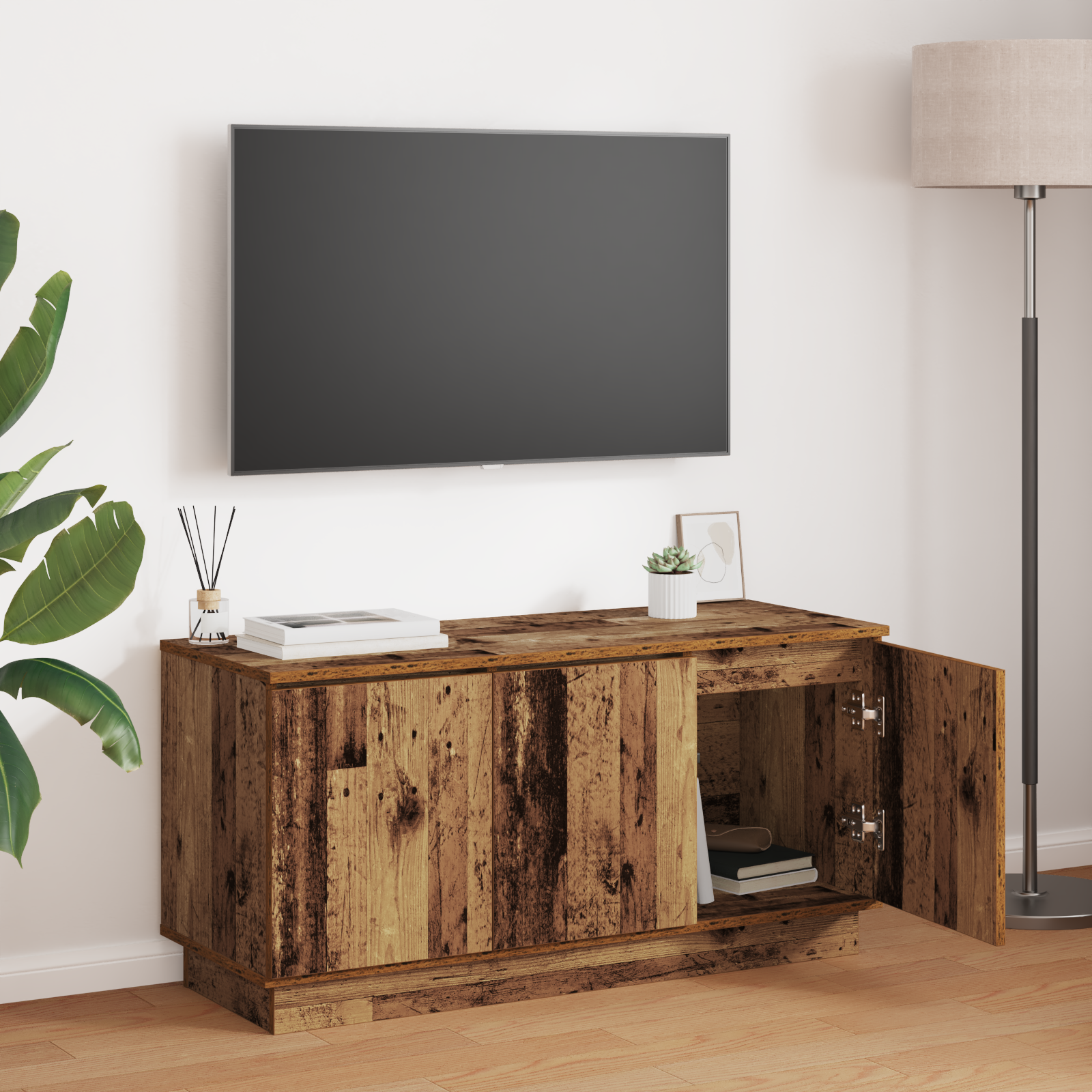 Tv-Schrank Massivholz Eiche 100X38X49 Cm Holzwerkstoff