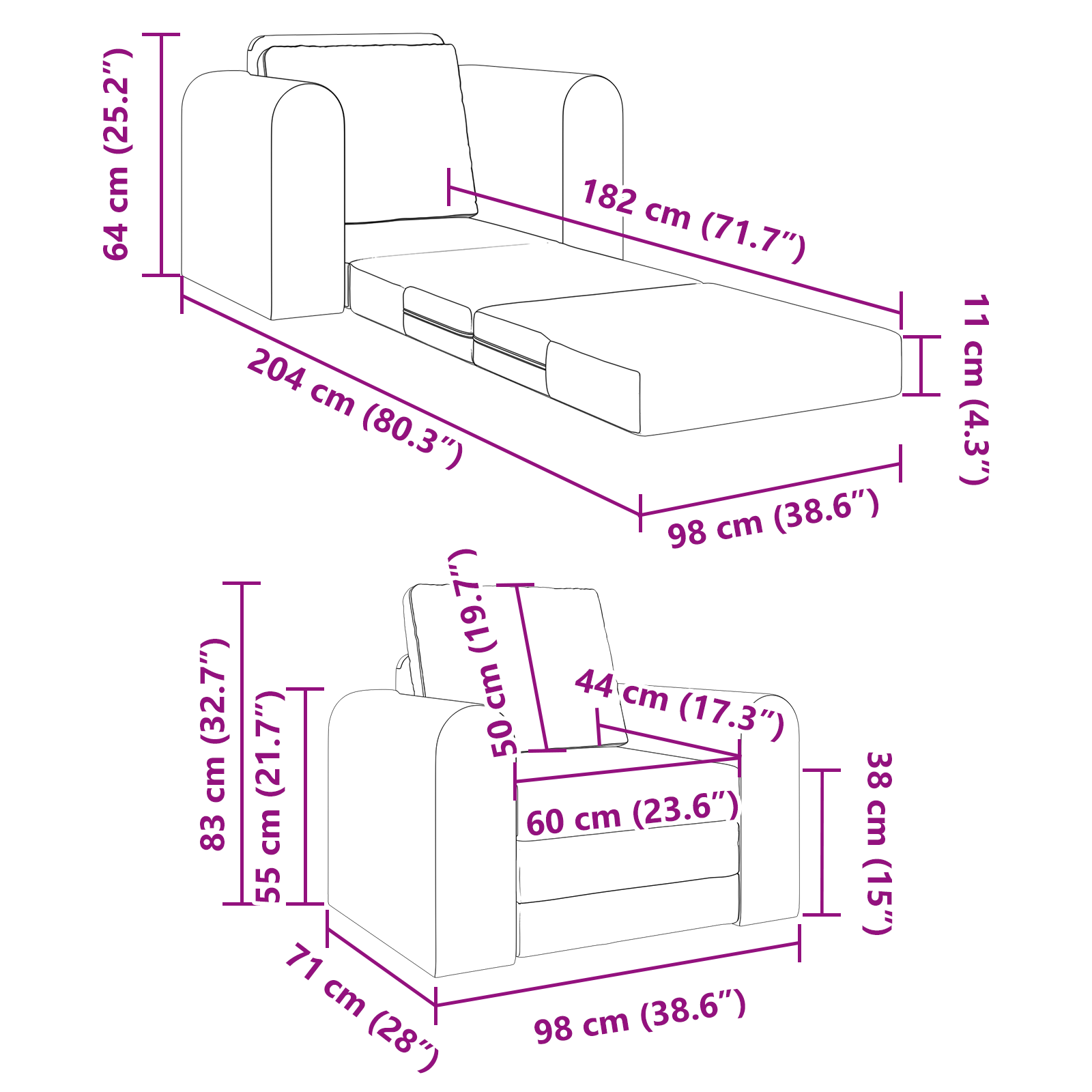 Boden Schlafsofa 2-In-1 98X71X83 Cm Stoff