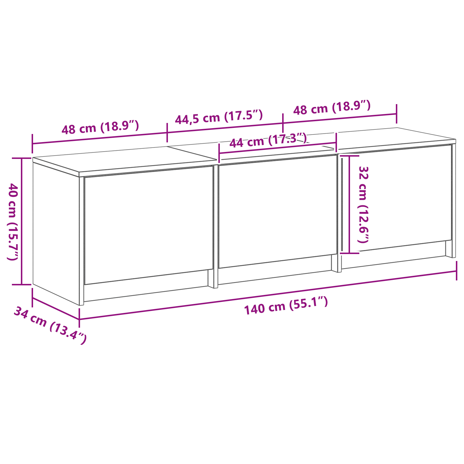 Tv-Schrank Mit Led Eichenholz 140X34X40 Cm Holzwerkstoff
