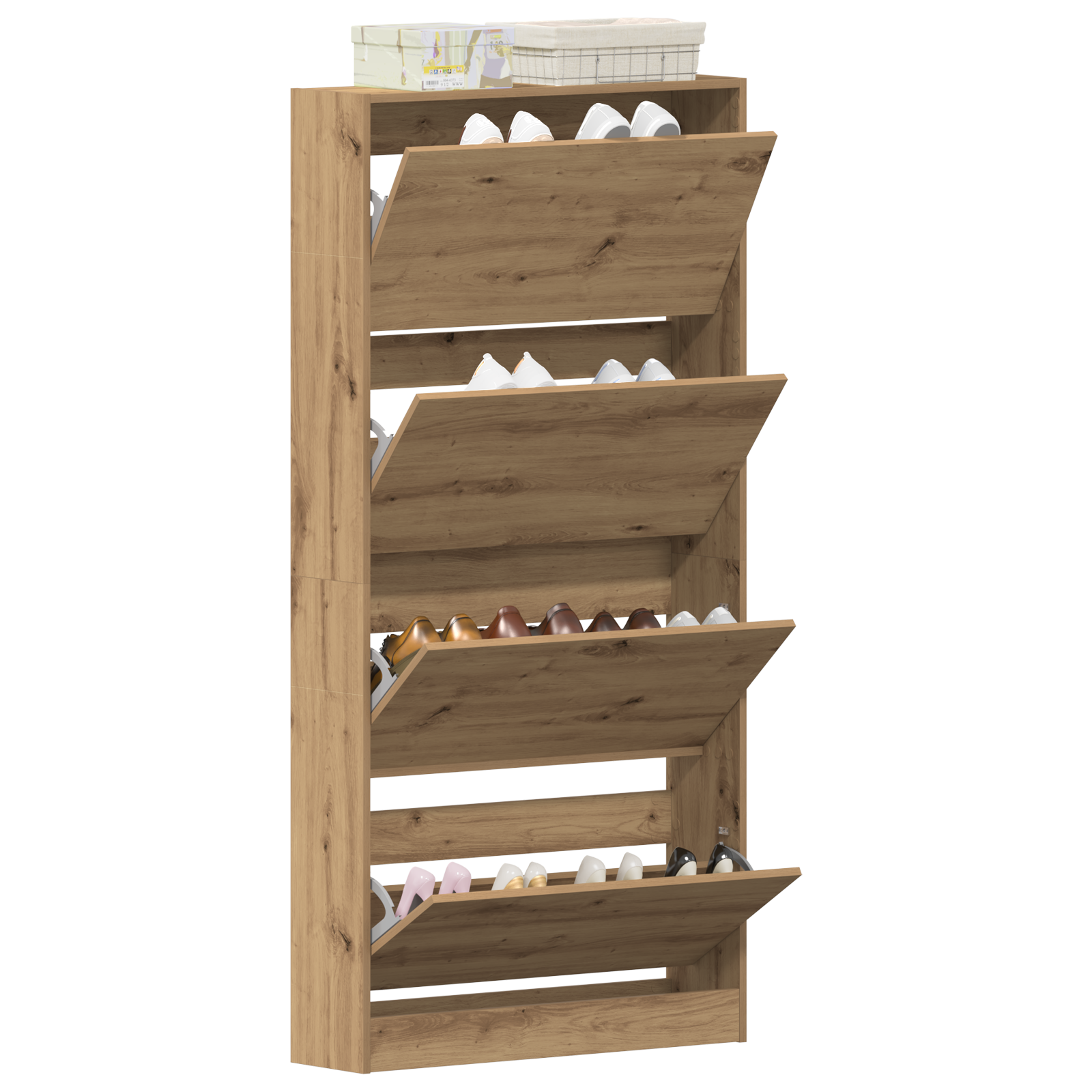 Schuhschrank Handwerkliche Eiche Holzwerkstoff 80 X 21 X 163.5 Cm Artisan Eiche