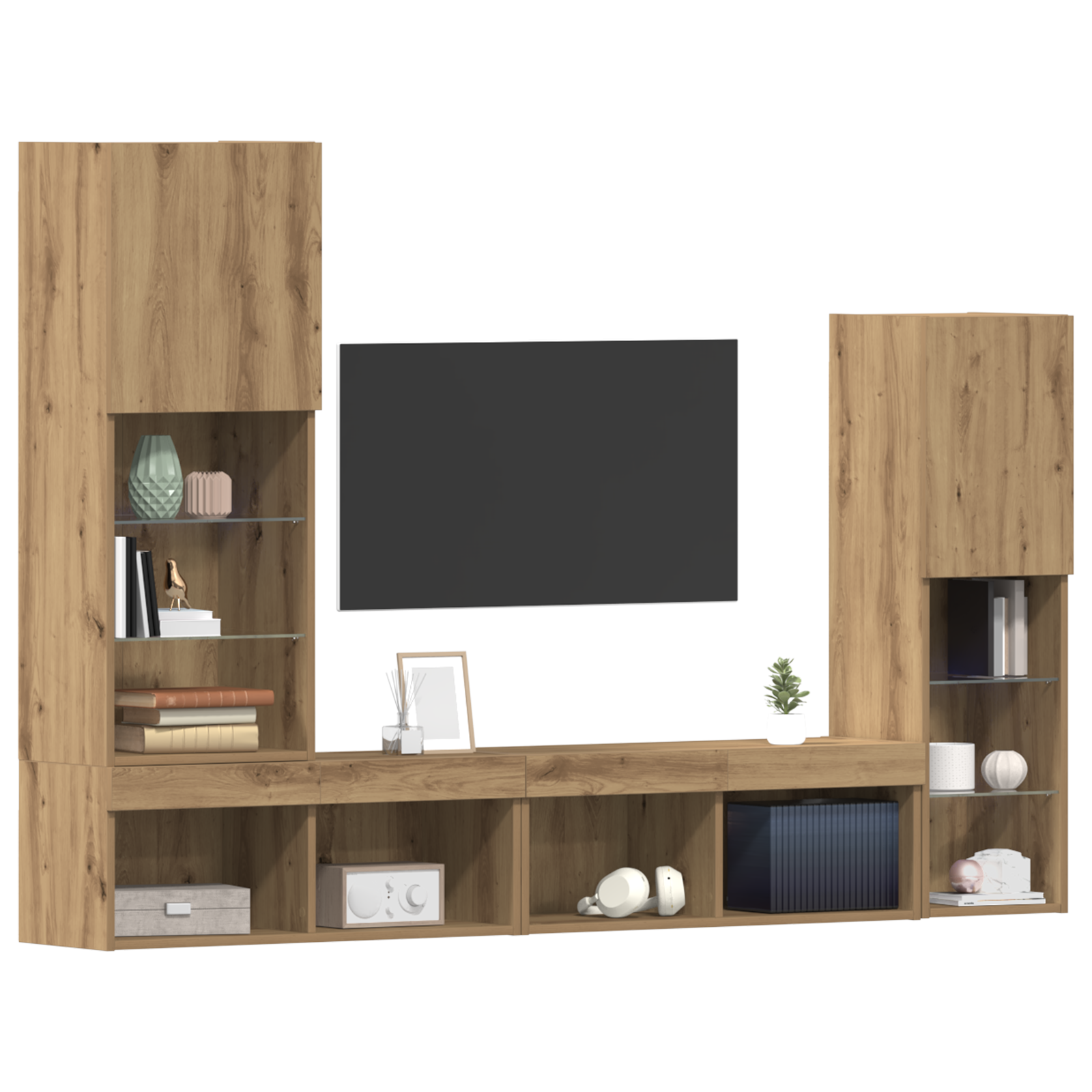 Tv Schrank Mit Led Lichtern Artisan Eiche 40,5X30X102 Cm