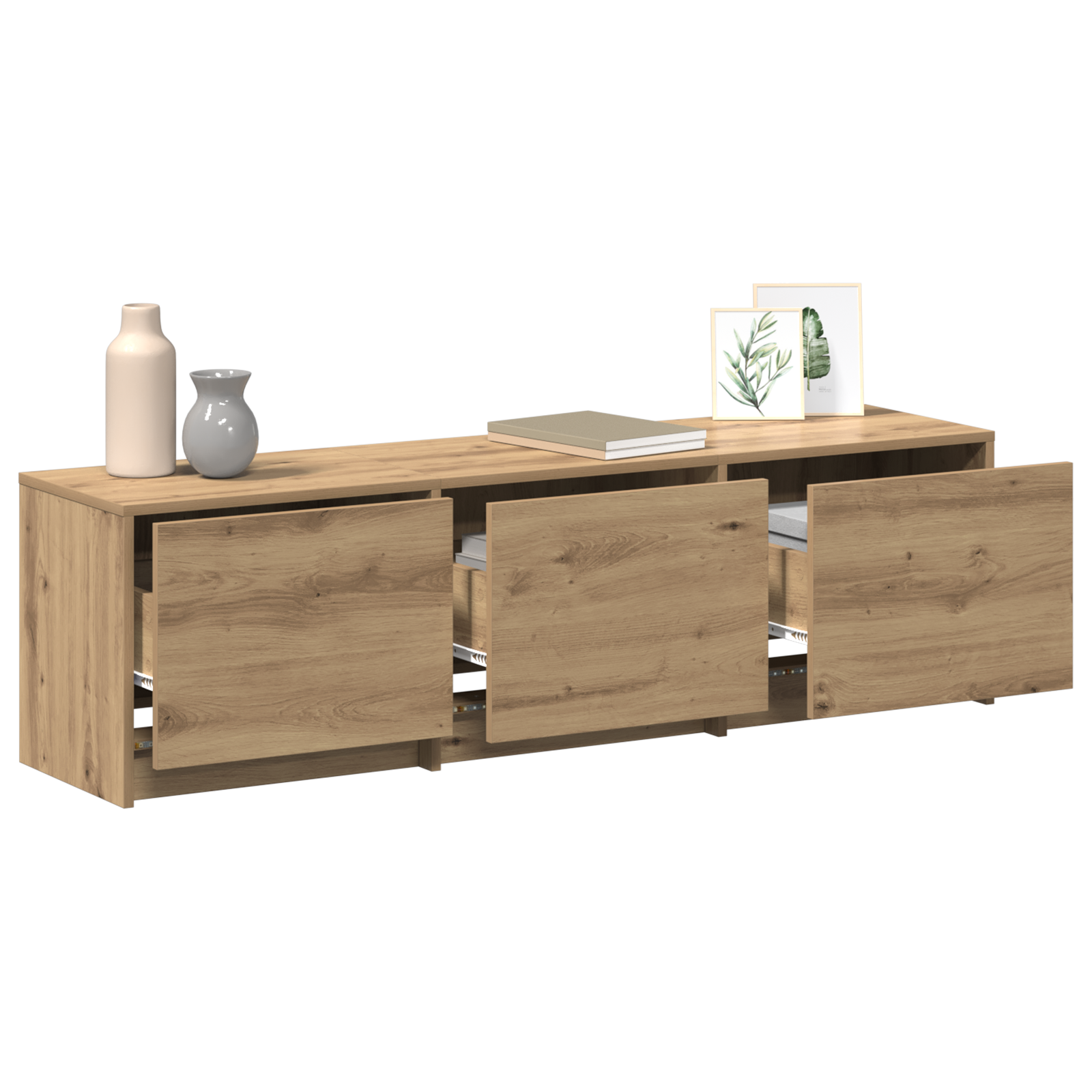 Tv-Schrank Mit Led Eichenholz 140X34X40 Cm Holzwerkstoff