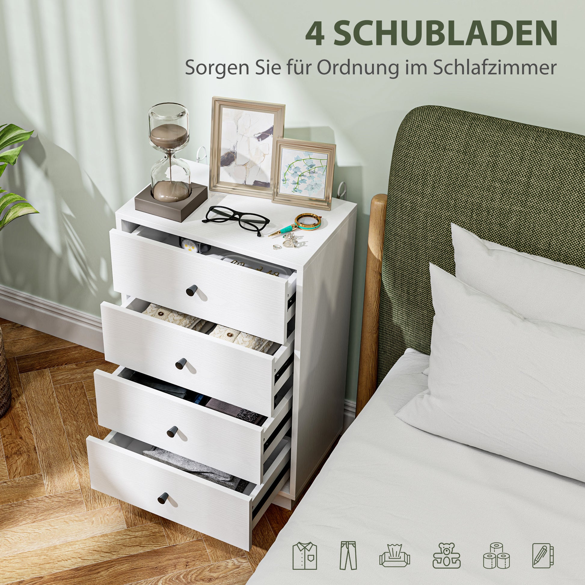 Kommode mit 7 Schubladen Schrank aus Holzwerkstoff im Modern Stil 47 x 29 x 75 cm Weiß