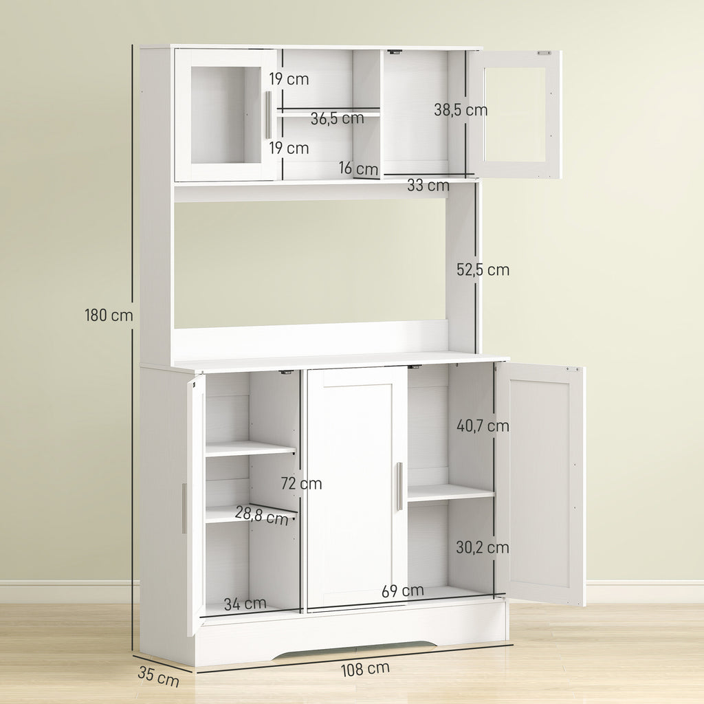 Küchenschrank, Skandinavisches Design, verstellbare Regale, Glastüren, offene Fläche, Spanplatte, MDF