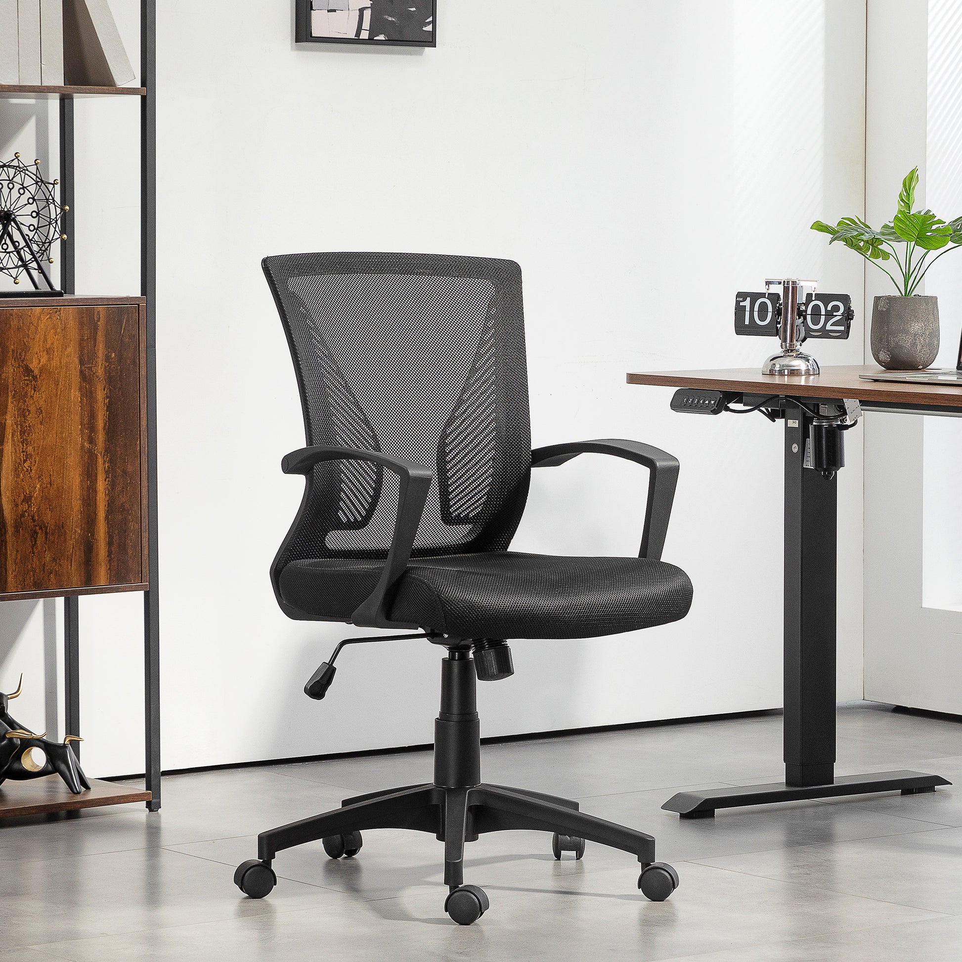 Bürostuhl mit Mesh-Rückenlehne, höhenverstellbar, bis 120 kg, Schwarz