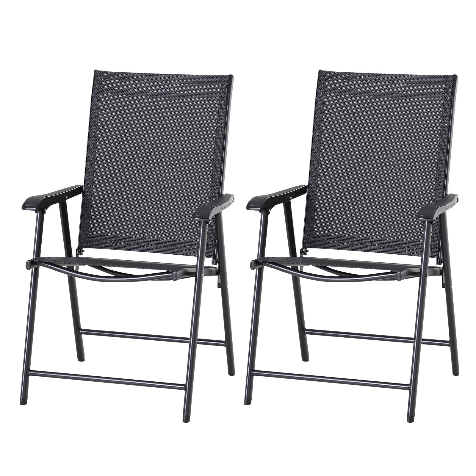 Klappstuhl mit Armlehne 2er Set Campingstuhl Angelstuhl Metall 58 x 64 x 94 cm