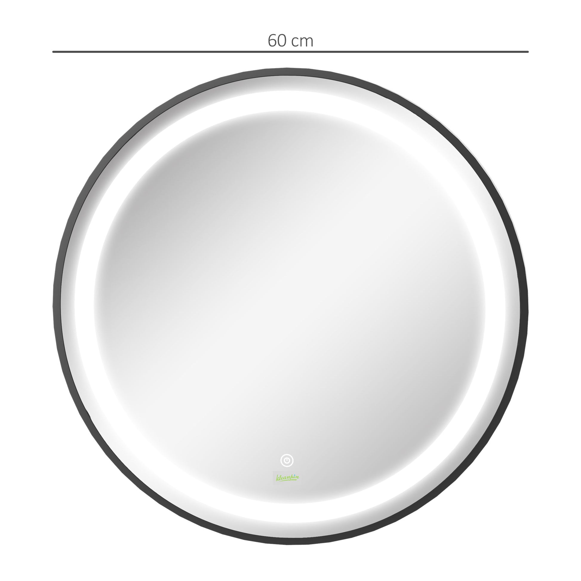 Badezimmerspiegel, LED-Beleuchtung, dimmbar, 3 Lichtfarben, Metallrahmen, Ø60 cm