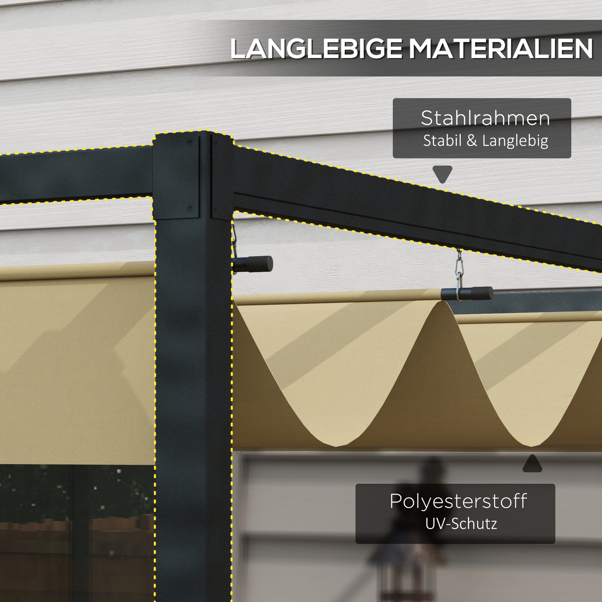 Pergola, Robuster Sonnenschutz für Garten, aus Metall und Kunststoff, UV- und wasserabweisend