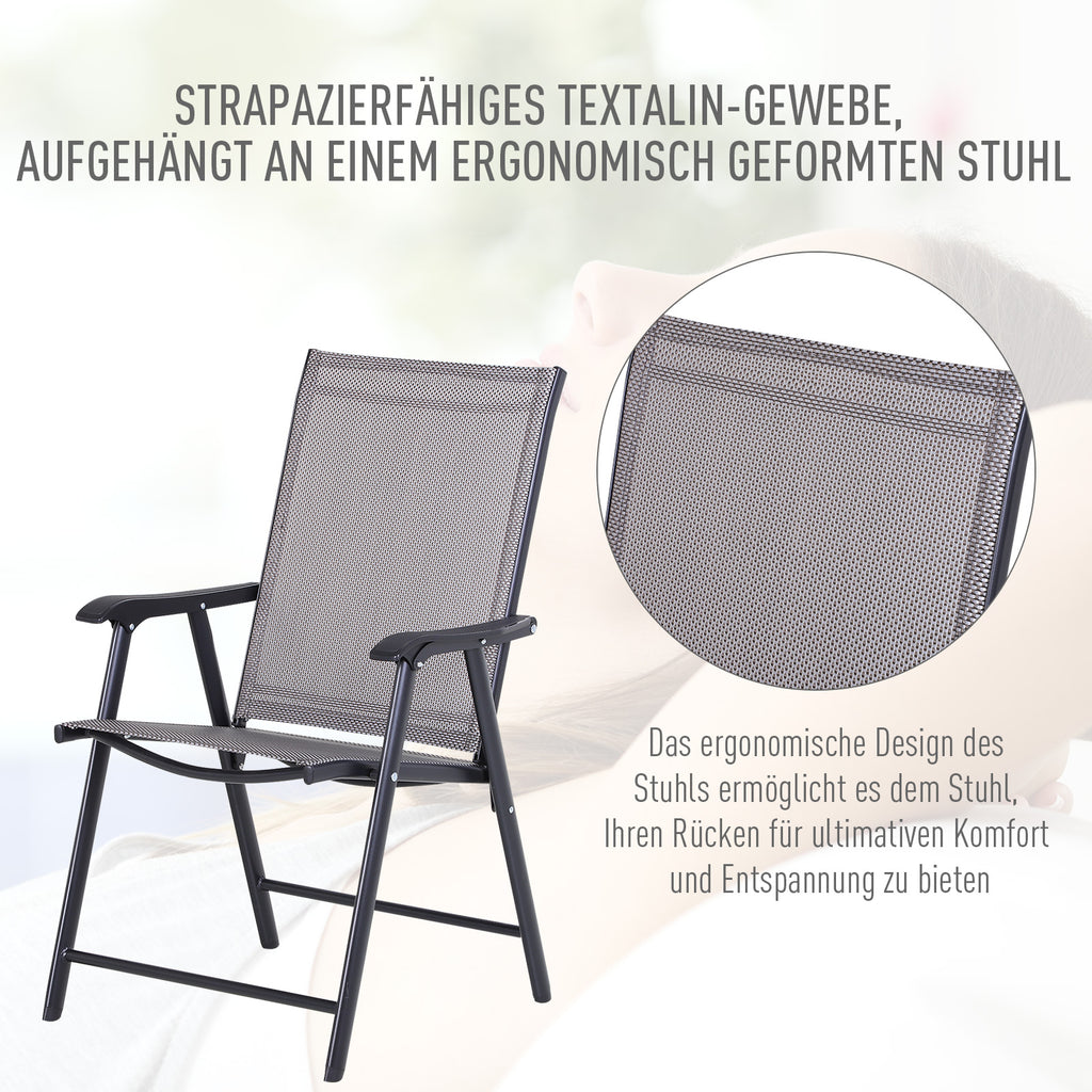 Klappstuhl mit Armlehne 2er Set Campingstuhl Angelstuhl Metall 58 x 64 x 94 cm