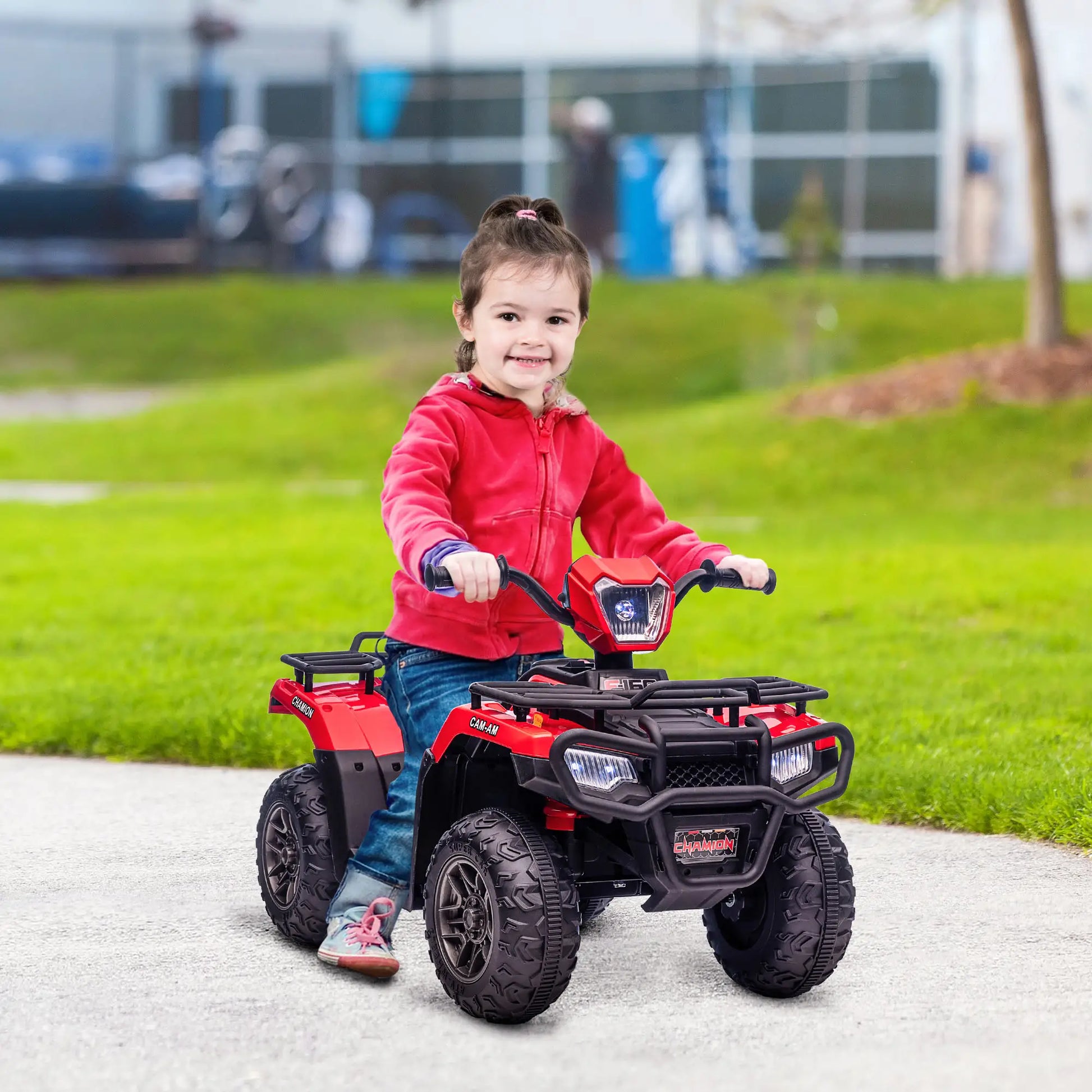 Kinder-Elektroquad, max. 4 km/h, ab 3 Jahren, LED-Scheinwerfer, Musikanschluss, 88 x 45 x 50 cm