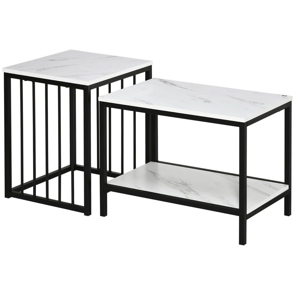 Satztisch-Set, pflegeleichte Oberflächen, Stahlgestell, Weiß/Schwarz