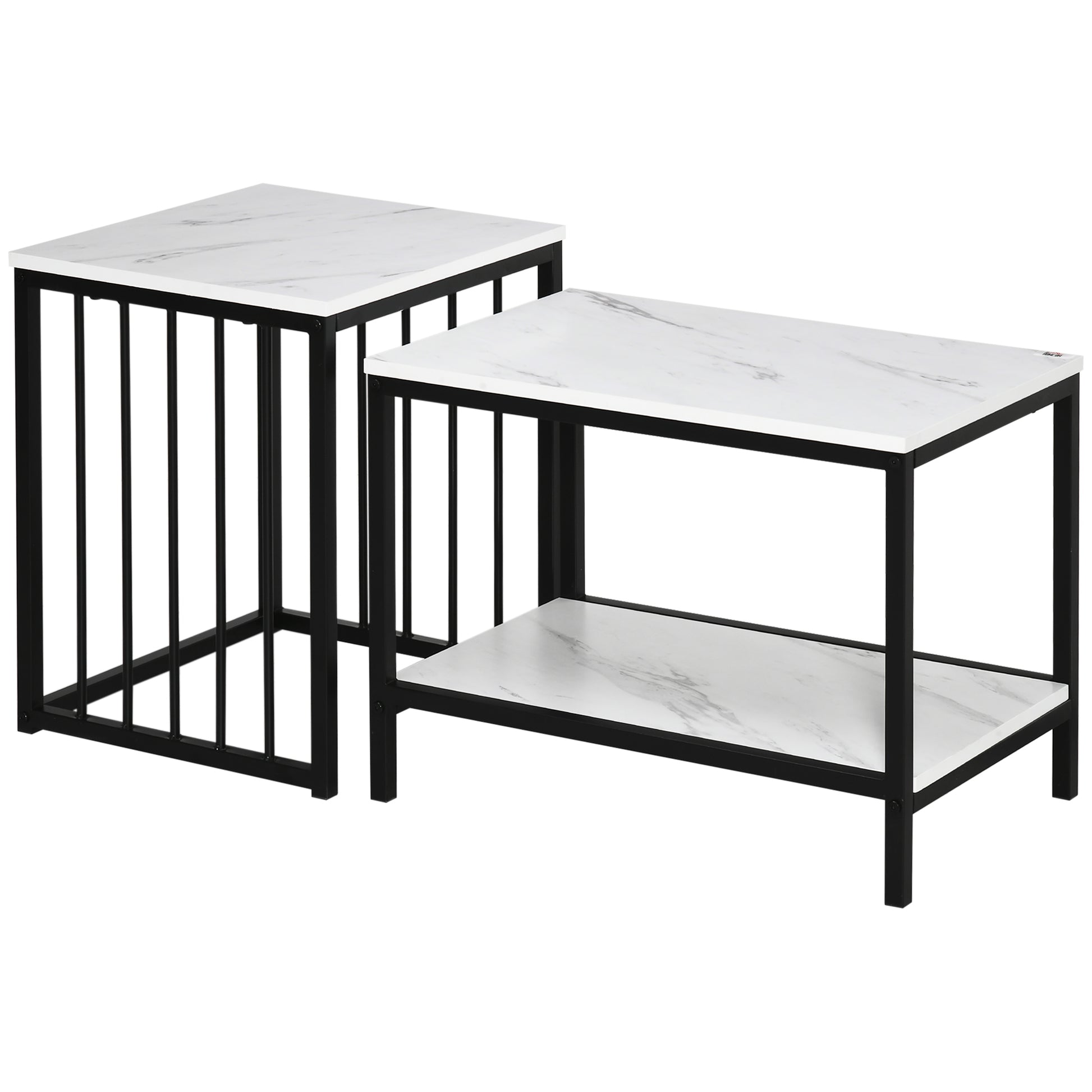 Satztisch-Set, pflegeleichte Oberflächen, Stahlgestell, Weiß/Schwarz