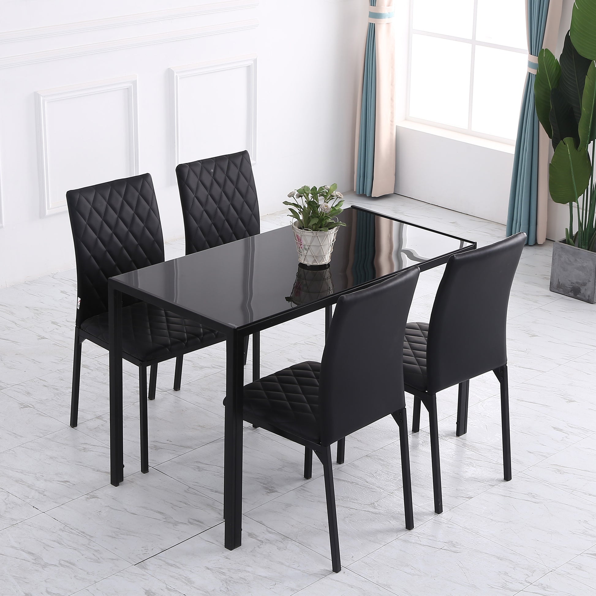 HOCMOM 4er-Set Stühle Esszimmerstühle Küchenstühle 41 cm x 50 cm x 91 cm, Schwarz