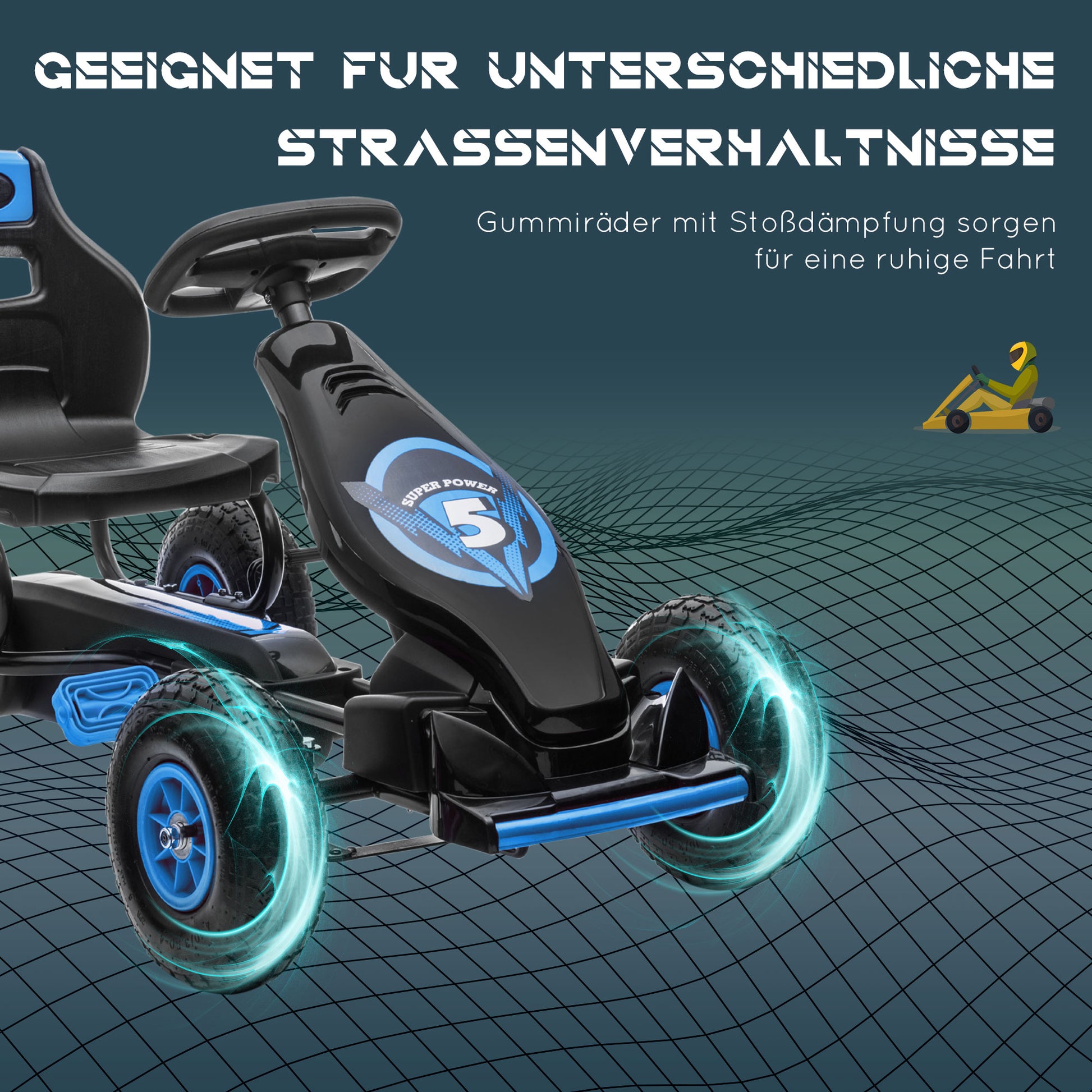 Kinder-Gokart, mit Pedalen, verstellbarem Sitz, In- und Outdoor, ab 5 Jahren, 121 x 58 x 61 cm