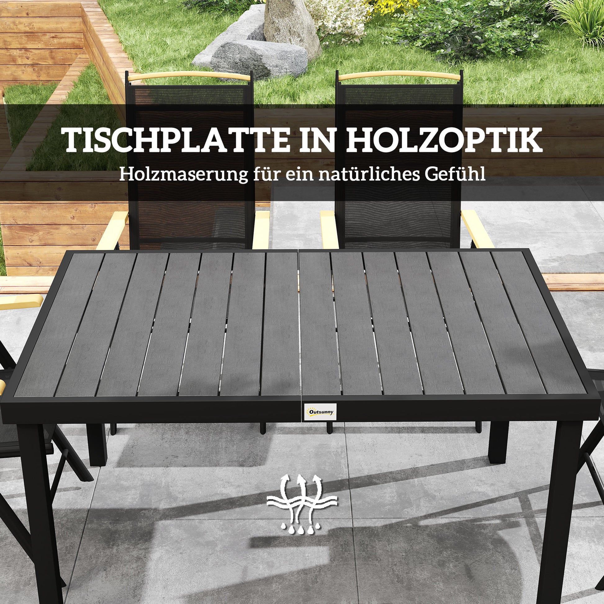 Sitzgruppe klappbar für 6 Personen 1 Tisch+6 Stühle Gartenmöbel Set Sitzgarnitur Aluminium